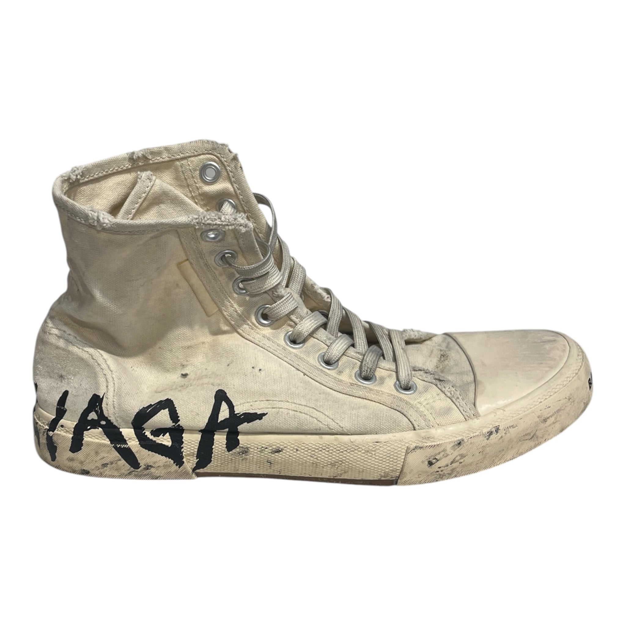 BALENCIAGA/Hi-Sneakers/EU 42/Cotton/WHT/PARIS DESTROYED BLACK GRAFFITI view 4