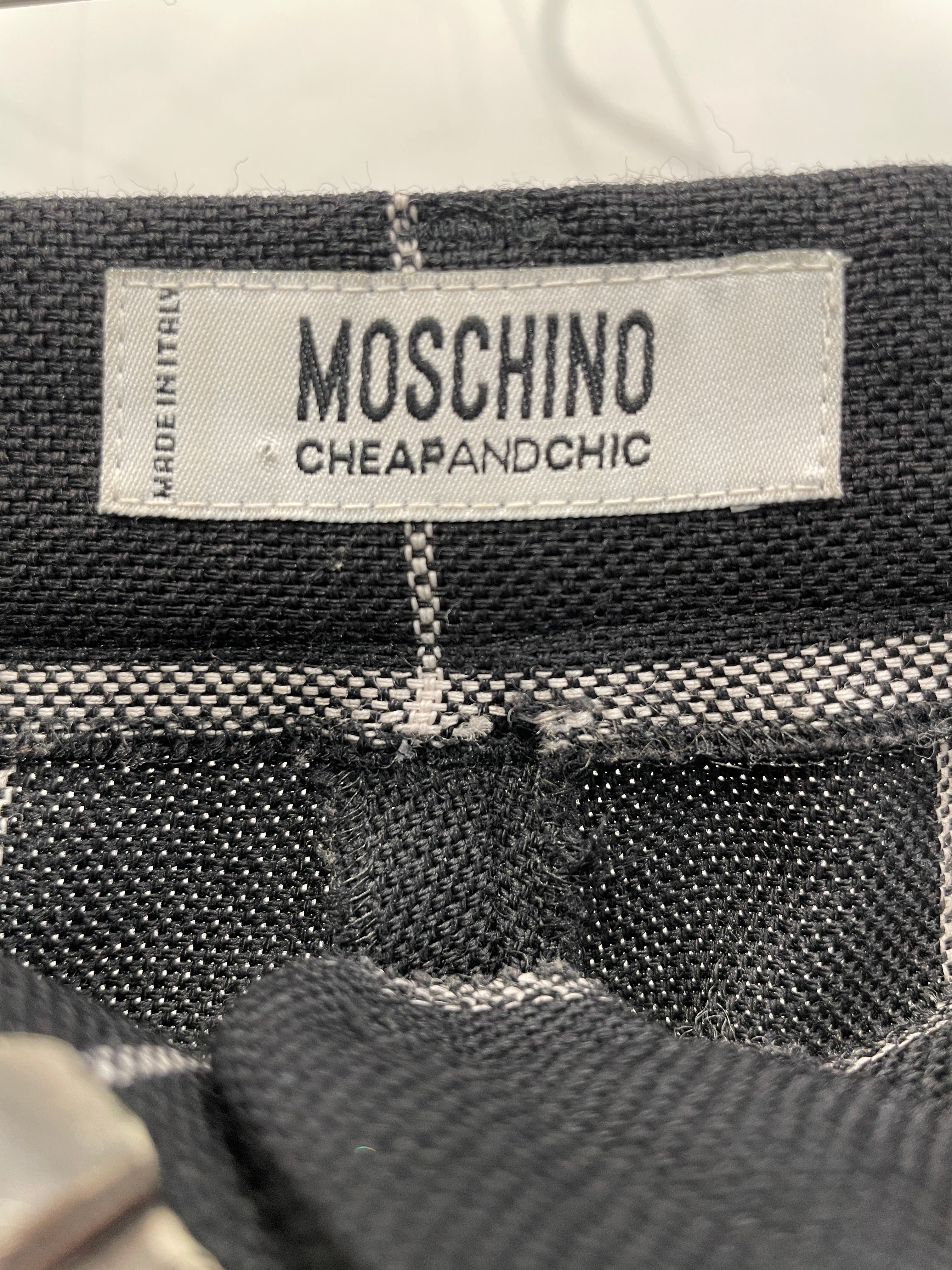 MOSCHINO/Straight Pants/6/Plaid/Wool/NVY/WHITE STRIPE, FOLDED view 3