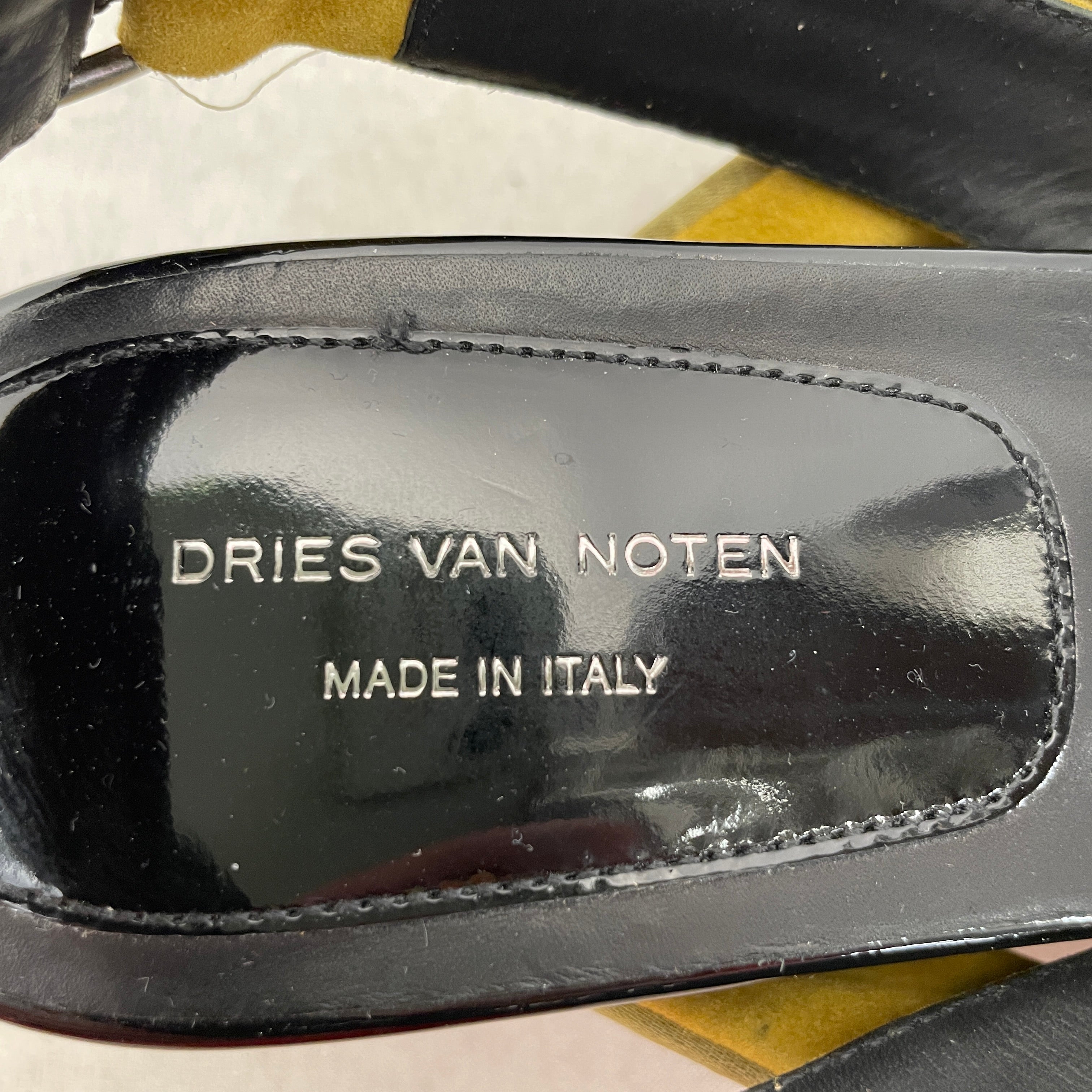 DRIES VAN NOTEN/Sandals/EU 37.5/Silk/YEL/Open-Toe/satain colorblock slingback view 3