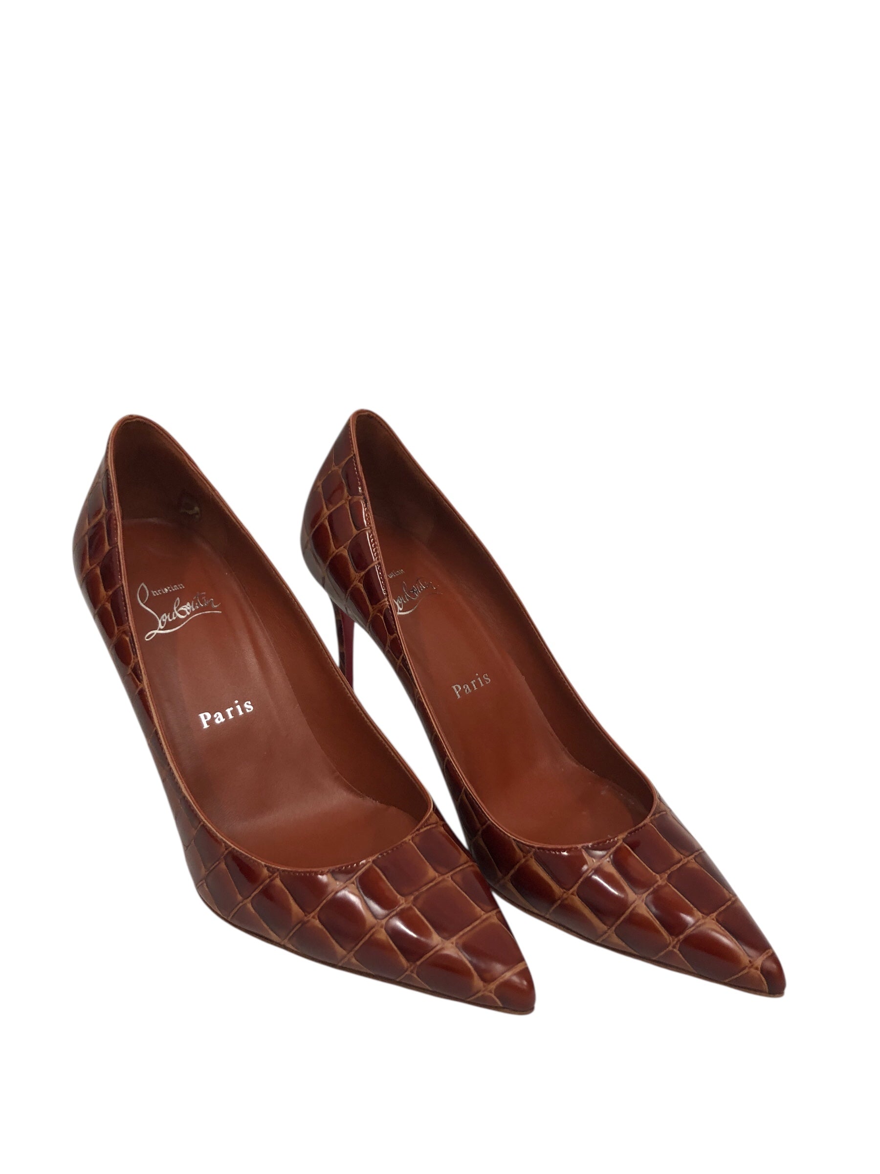 Christian Louboutin/Heels/EU 36.5/Animal Pattern/Leather/BRW/KATE croc embossed leather view 1