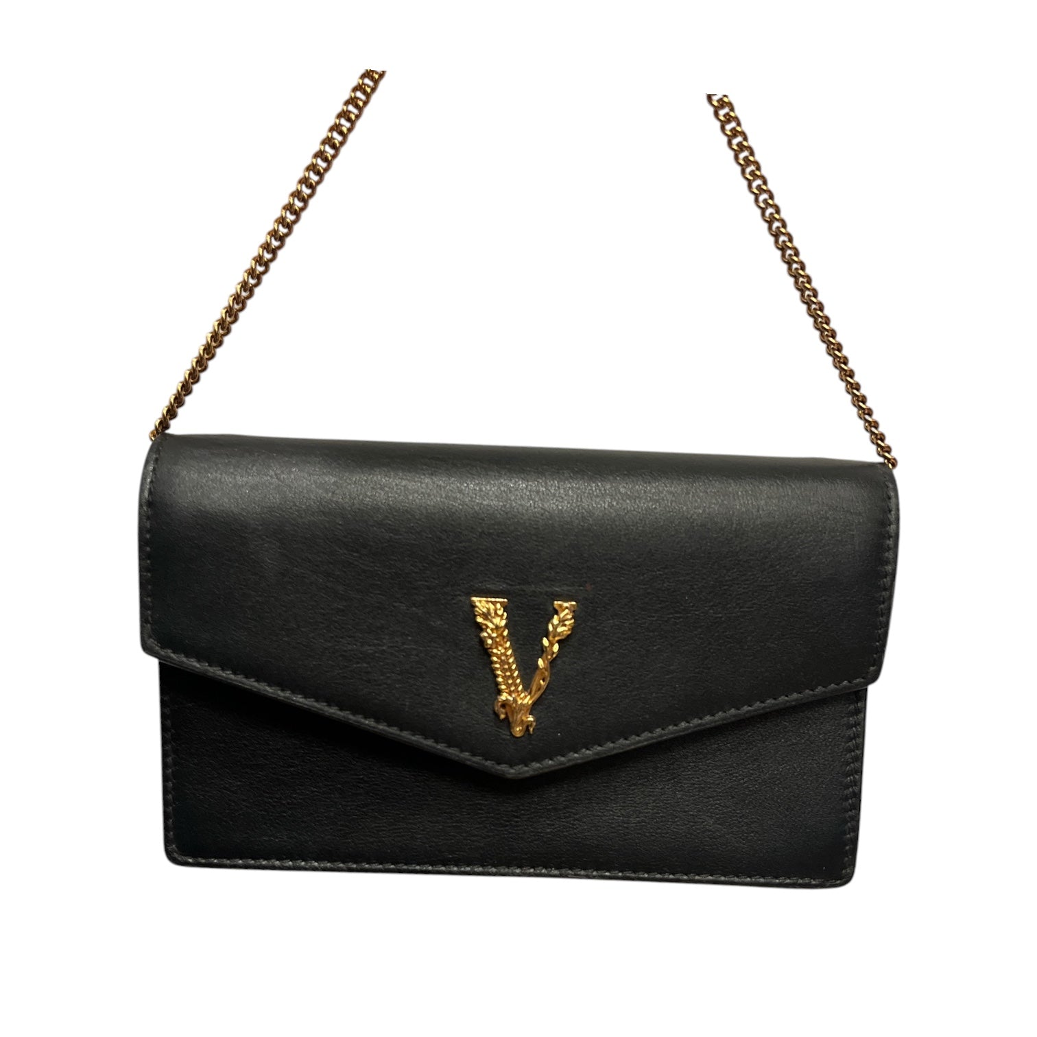 VERSACE/Cross Body Bag/Leather/BLK/lthr crossbody view 3