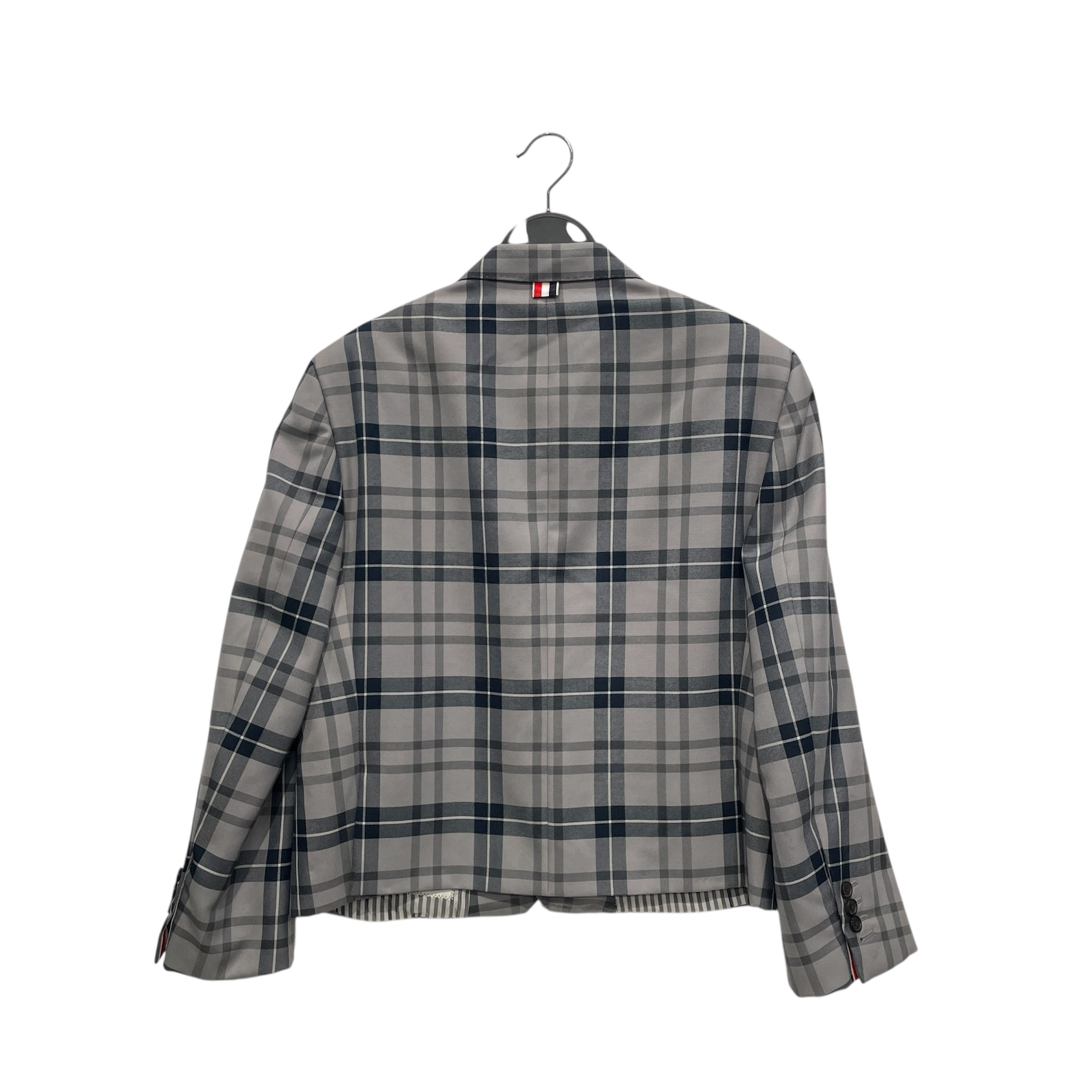 THOM BROWNE. NEW YORK/Tailored Jkt/3/Polyester/GRY/Plaid/NAVY PLAID view 2