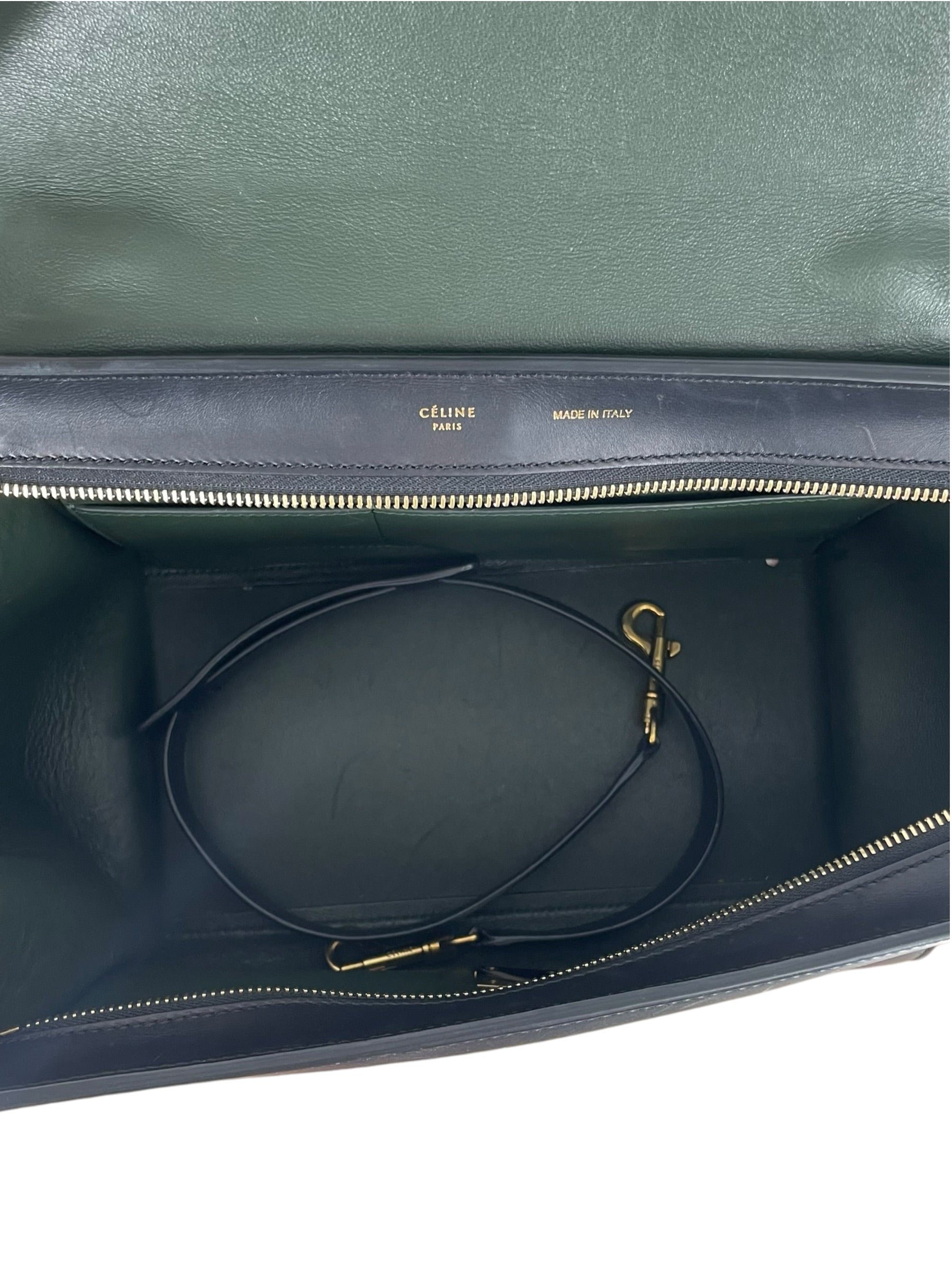 CELINE/Bag/Leather/GRN/TRAPEZE BAG GREEN SUEDE LINING view 4