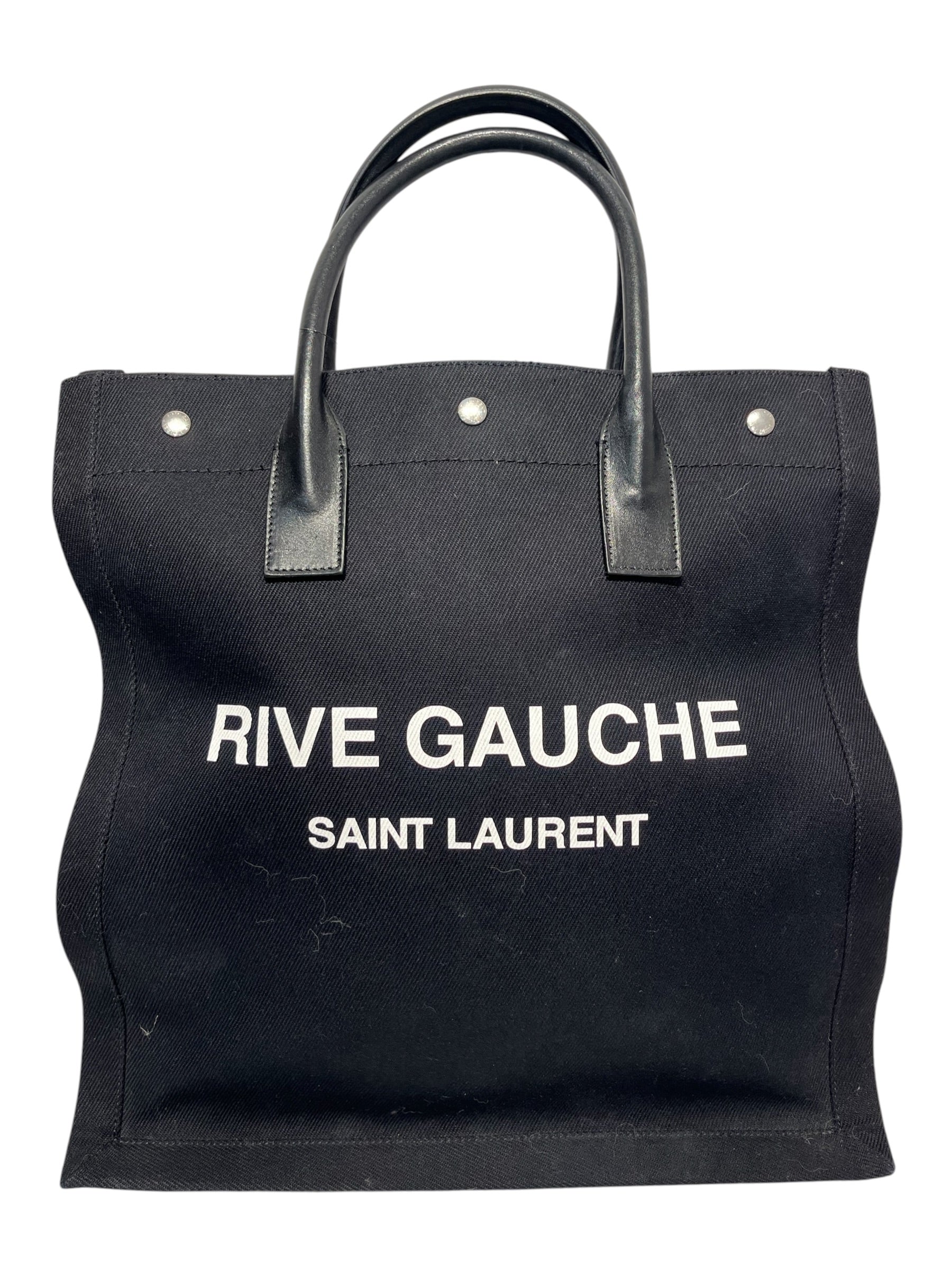 SAINT LAURENT/Tote Bag/Graphic/Cotton/BLK/Canvas Rive Gauche view 1