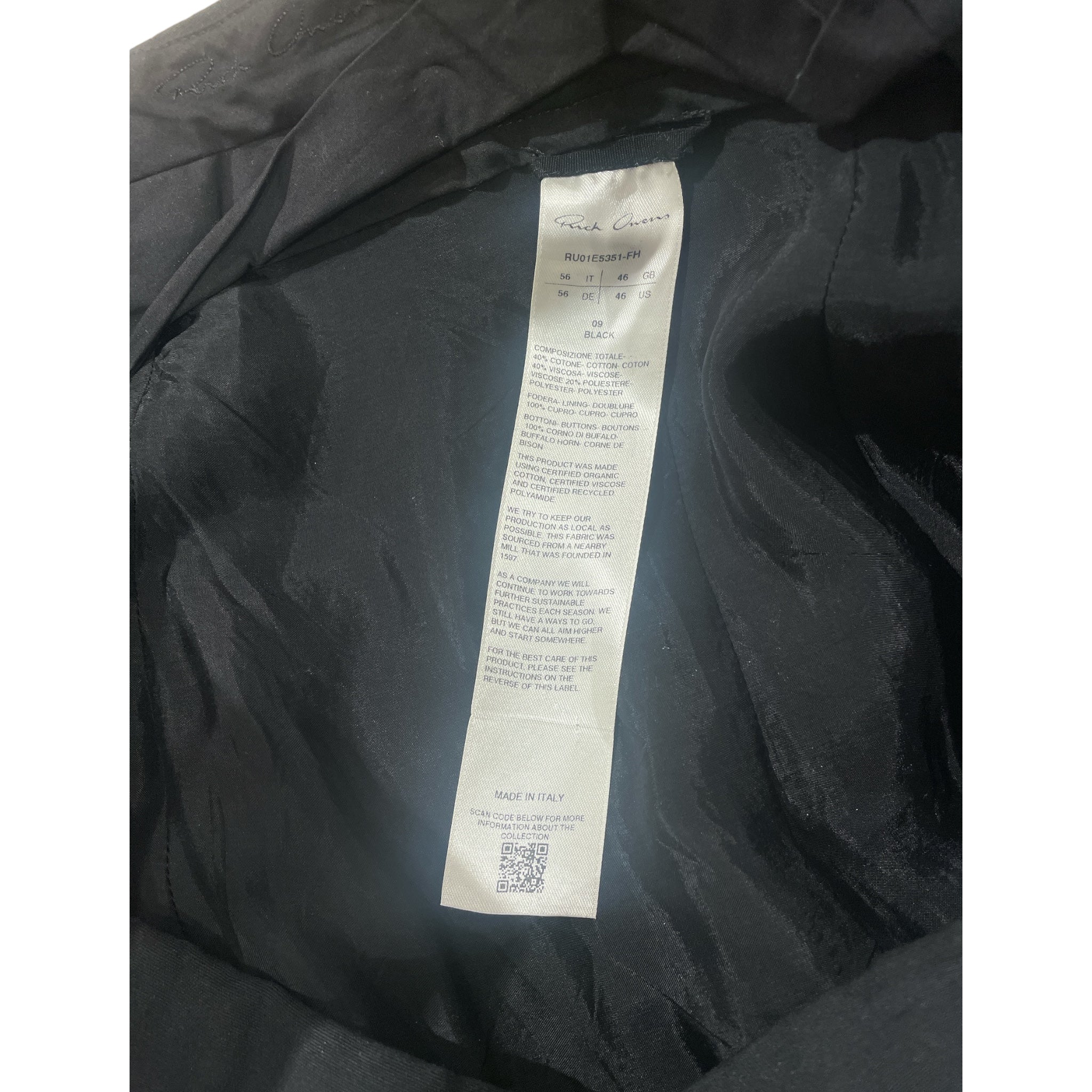 Rick Owens/Pants/46/Cotton/BLK/ view 3