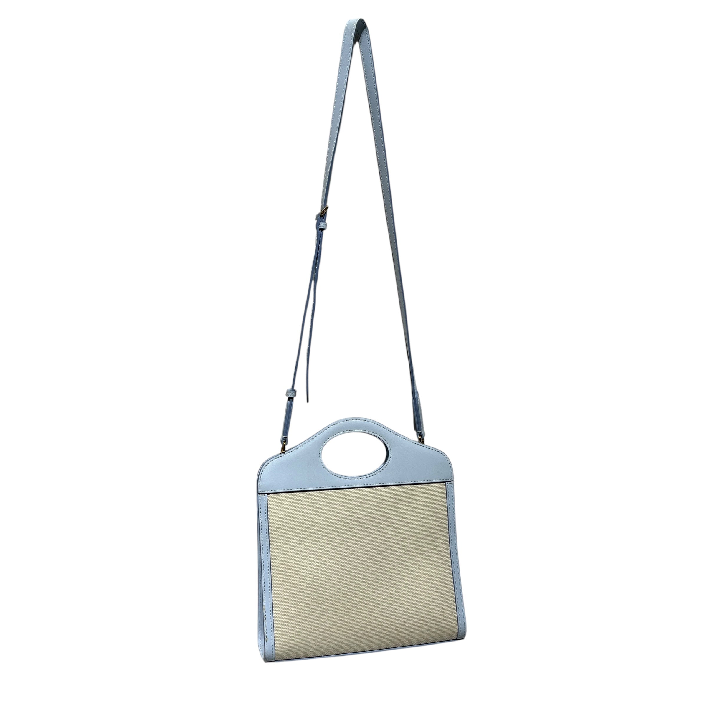 BURBERRY/Cross Body Bag/BLU/canvas crossbody blu leather view 2