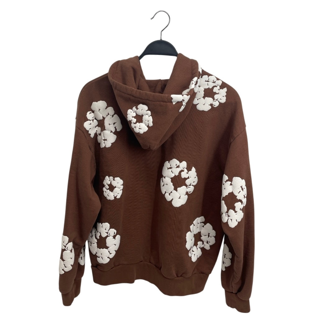 DENIM TEARS/Zip Up Hoodie/M/All Over Print/Cotton/BRW/PUFF-PRINTED WREATH GRAPHIC view 2