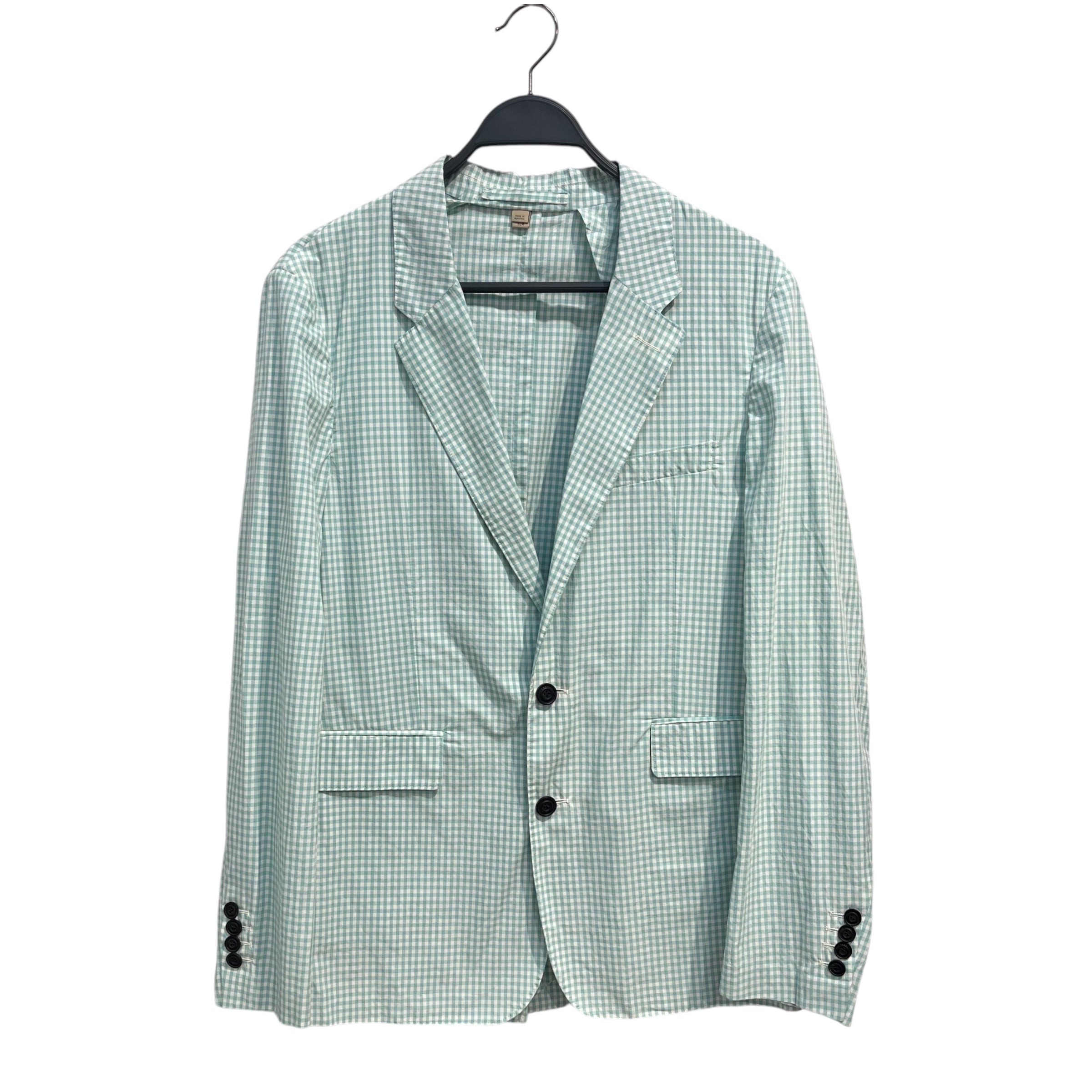 BURBERRY/Jacket/52/Cotton/GRN/Gingham Check/teal blu wht blazer view 1