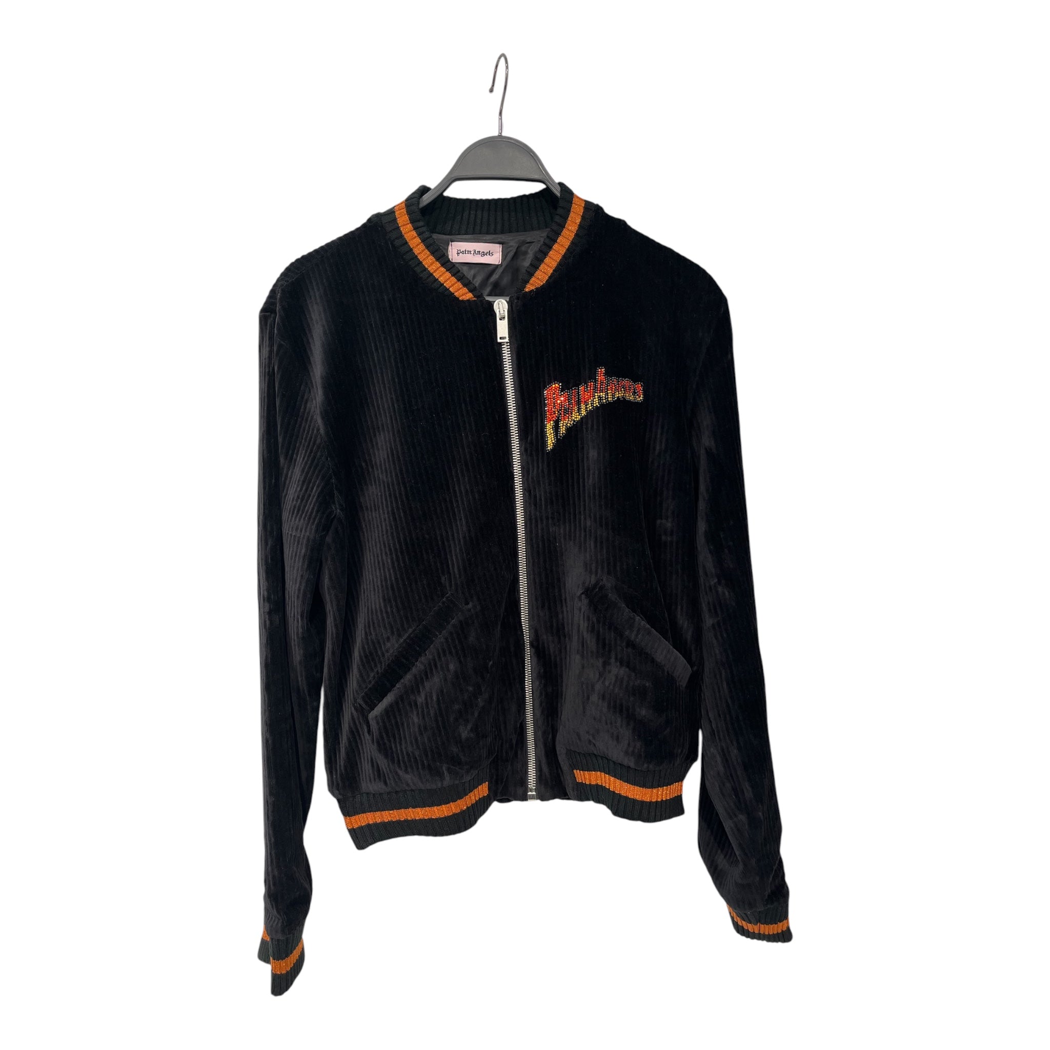 Palm Angels/Baseball Jkt/M/Polyester/BLK/RHINESTONES ON BACK view 1