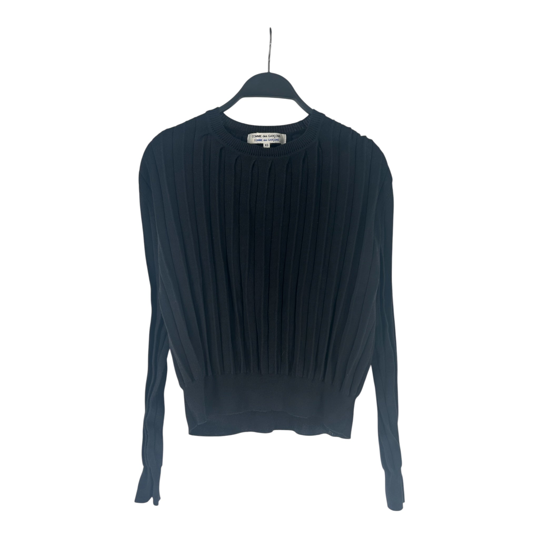 COMME des GARCONS/Sweater/XS/Acrylic/NVY/PLEATED CREWNECK view 1