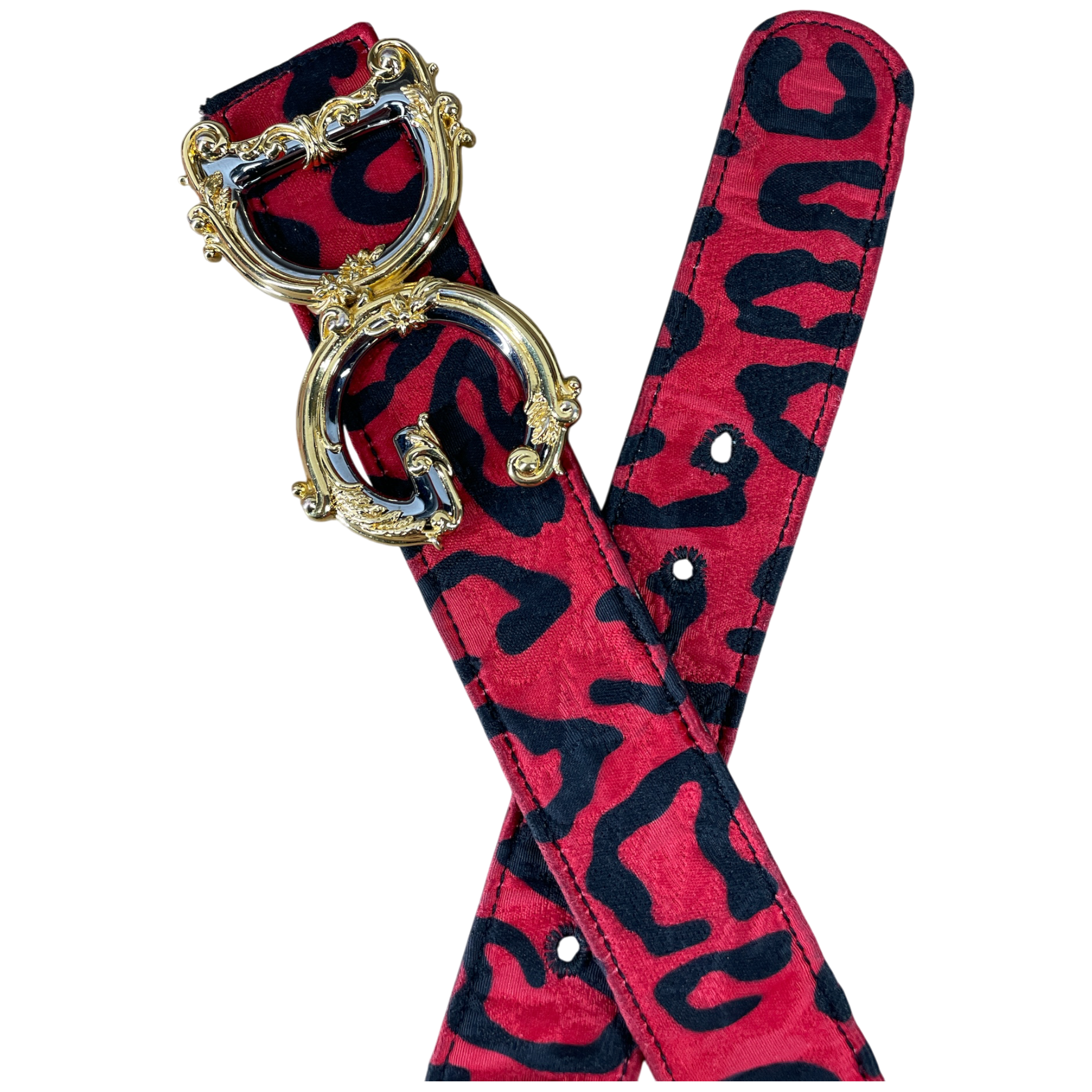 DOLCE&GABBANA/Belt/Animal Pattern/RED/L's/LEOPARD BAROQUE GOLD LOGO view 2