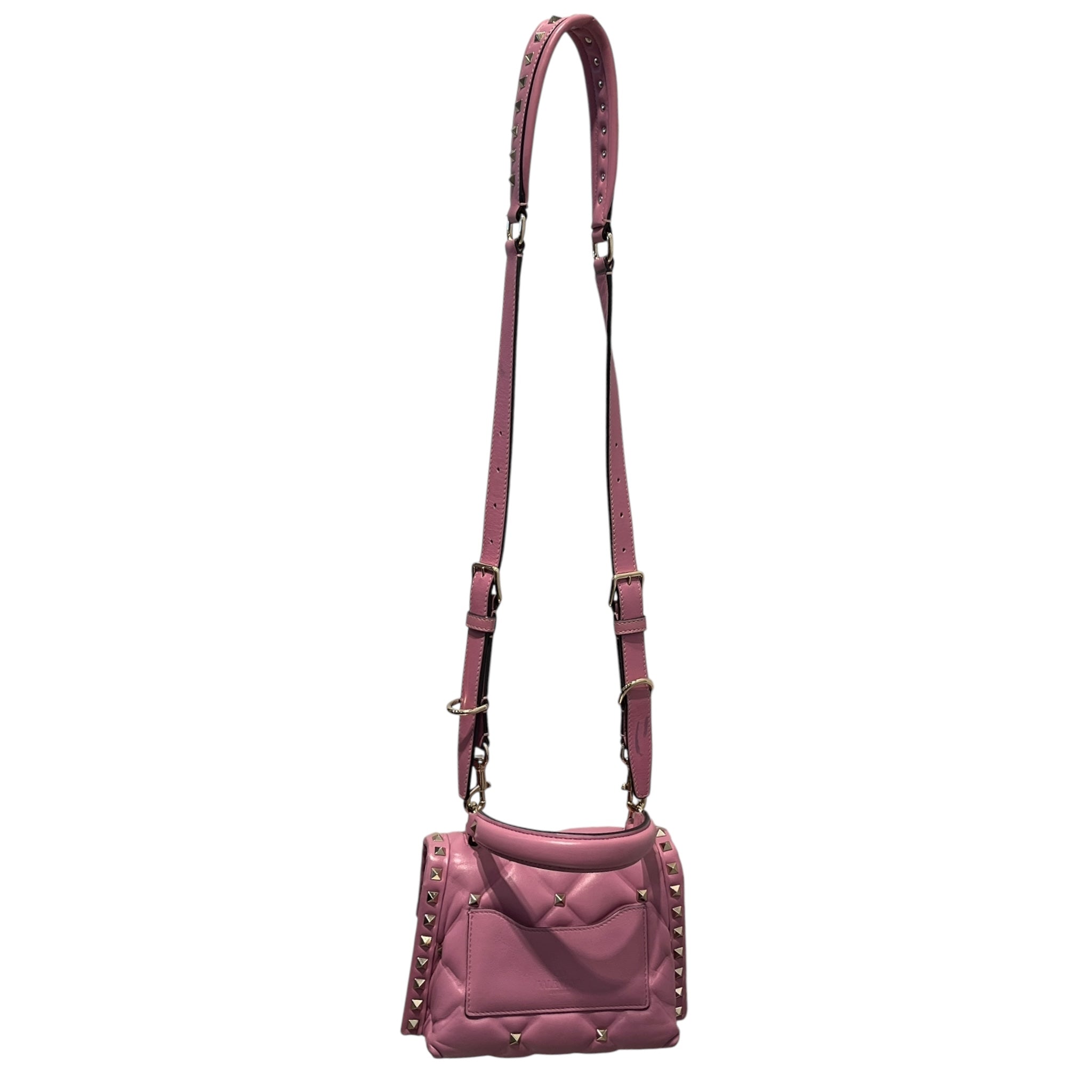 VALENTINO GARAVANI/Cross Body Bag/Leather/PNK/studded mini bag view 1
