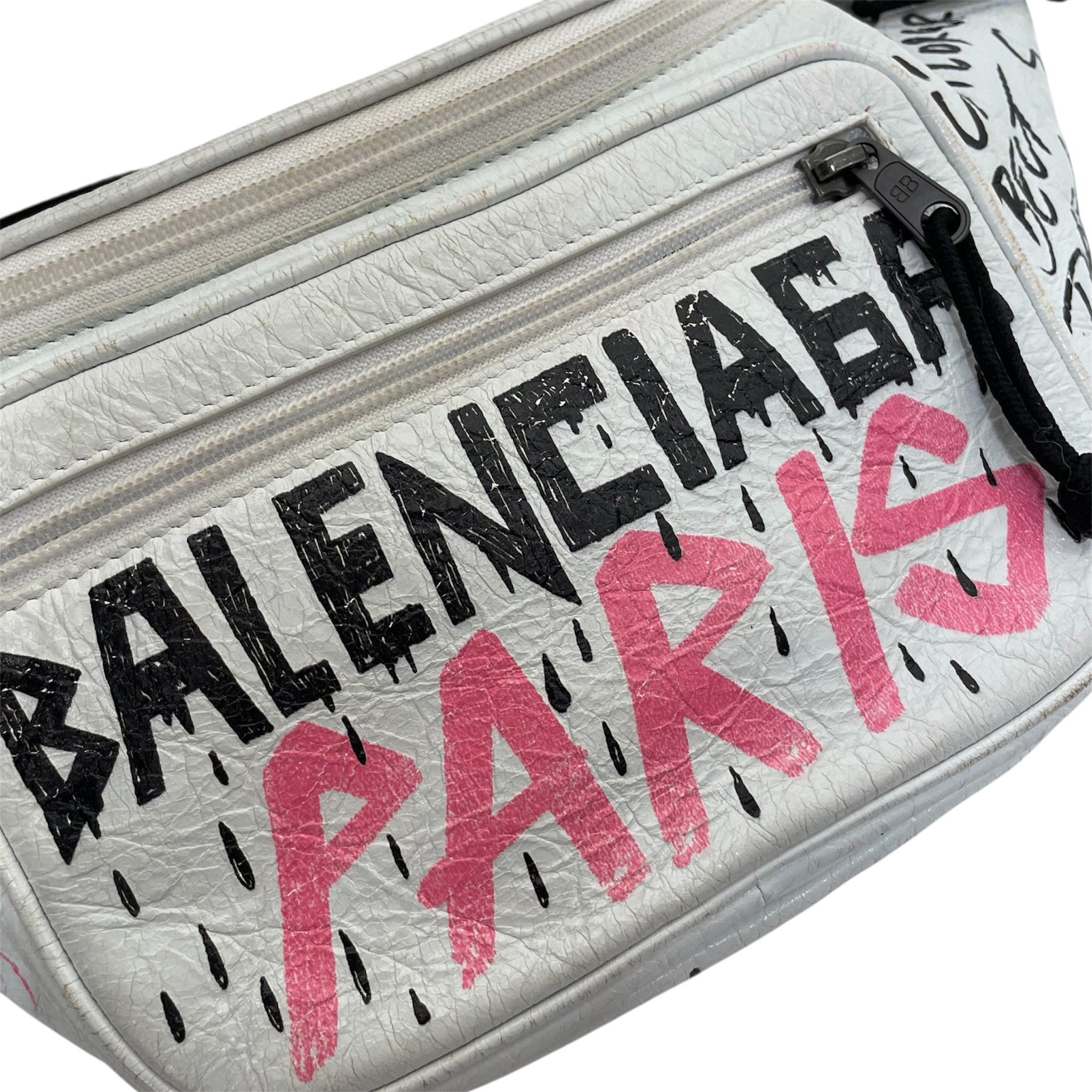 BALENCIAGA/Fanny Pack/Leather/WHT/Balenciaga paris graffiti view 4