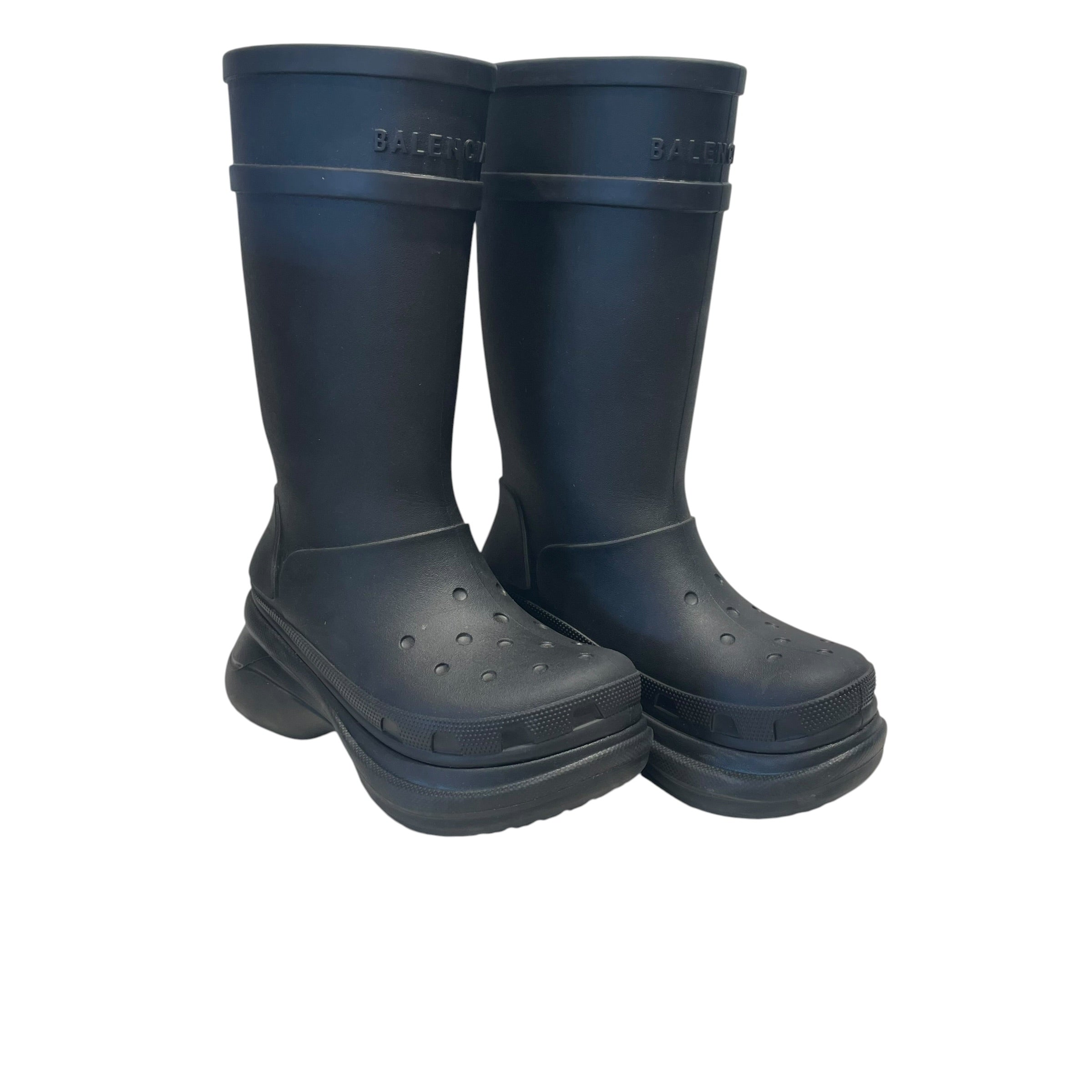 BALENCIAGA/crocs/Rain Boots/EU 38/BLK/rubber knee high view 1