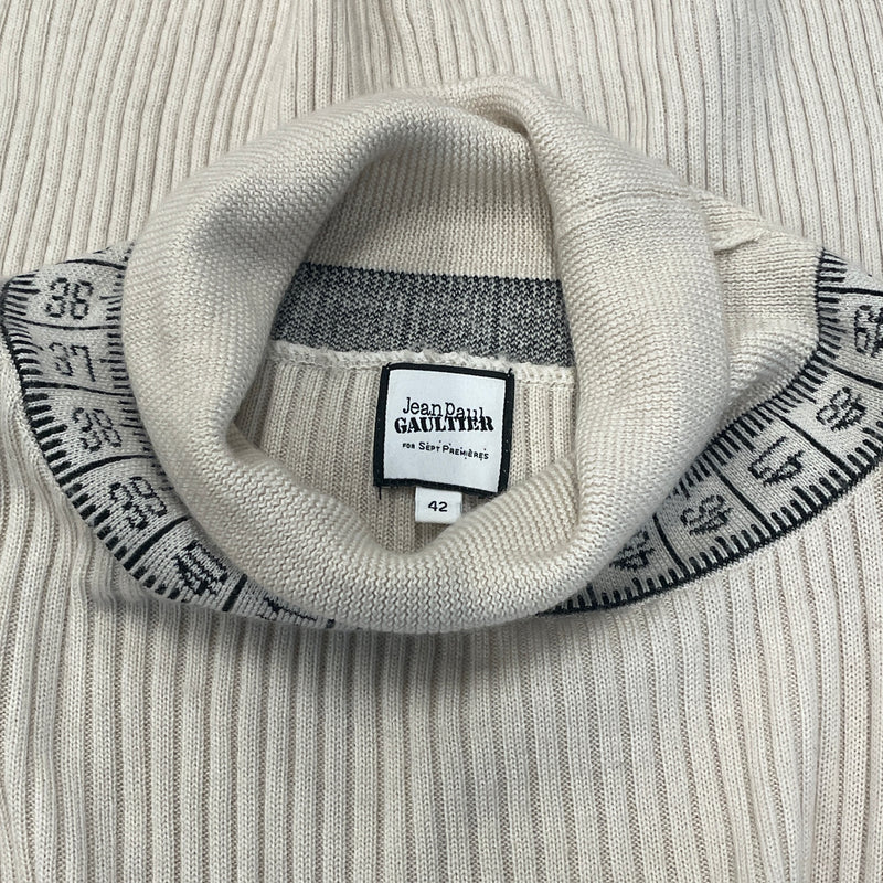 Jean Paul Gaultier/Sweater/42/Cotton/CRM/MEASURING TAPE NECK