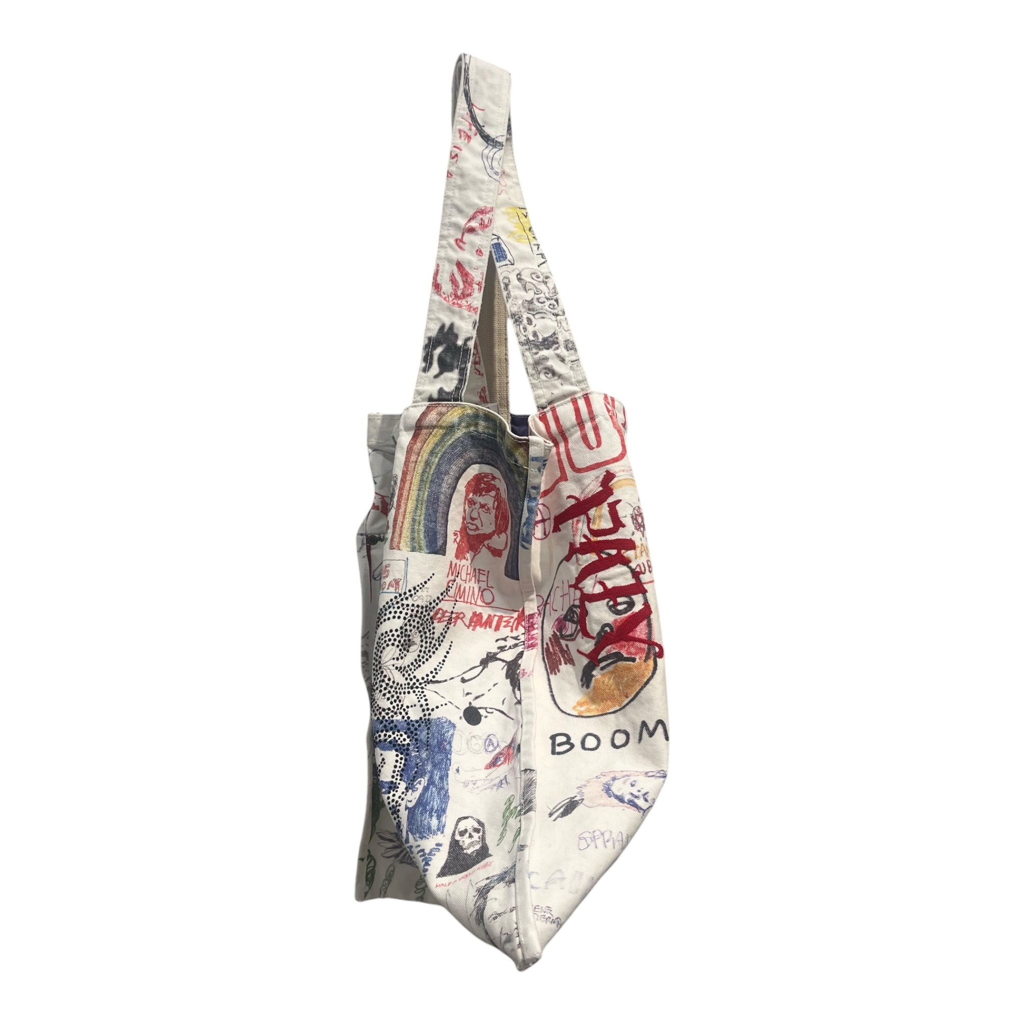 Paly(PALY HOLLYWOOD)/Tote Bag/Graphic/Cotton/WHT/MARKER DRAWINGS ALLOVER view 3