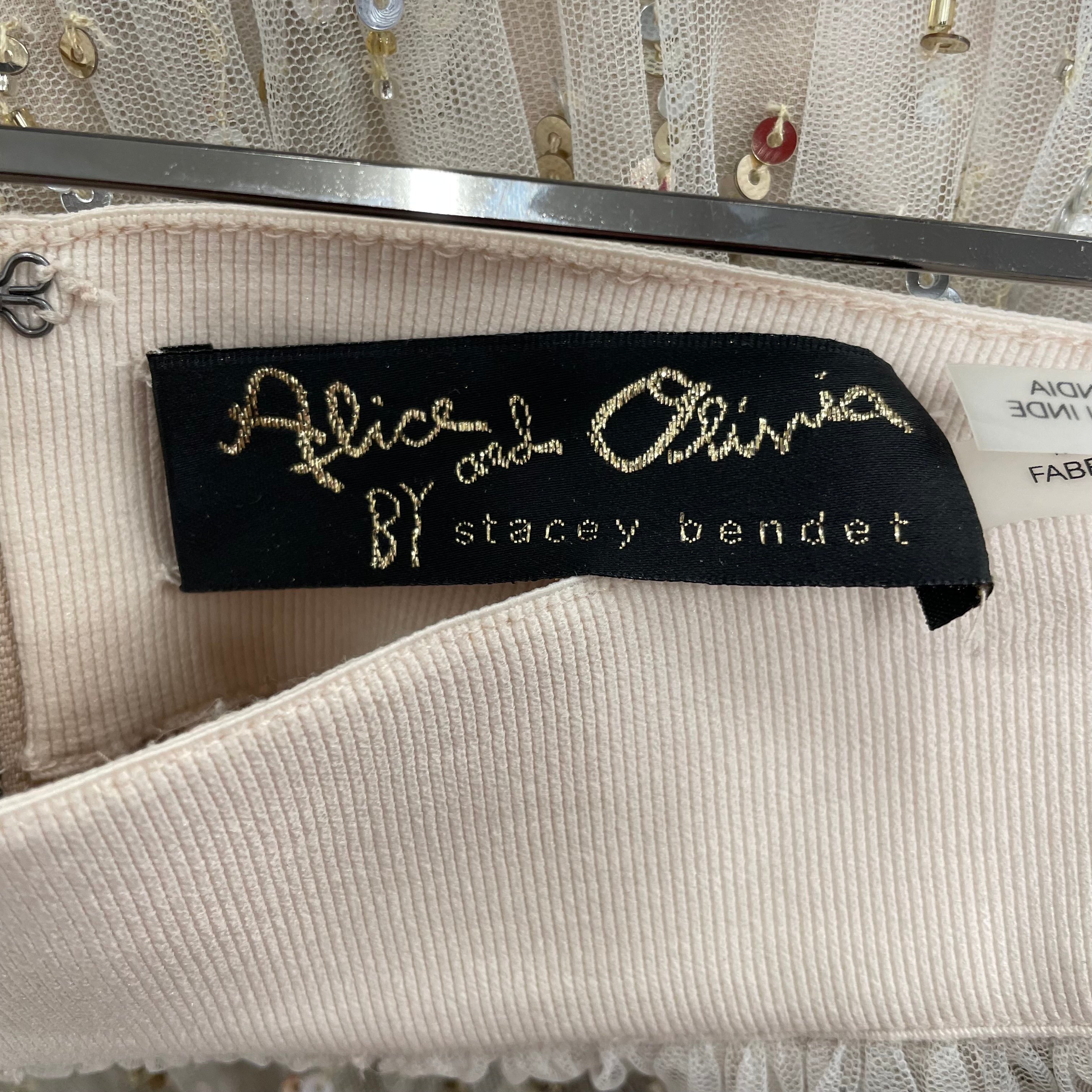 alice+olivia/Long Skirt/0/Glitter/CRM/CREMETULLEGOLDSEQUIN view 3