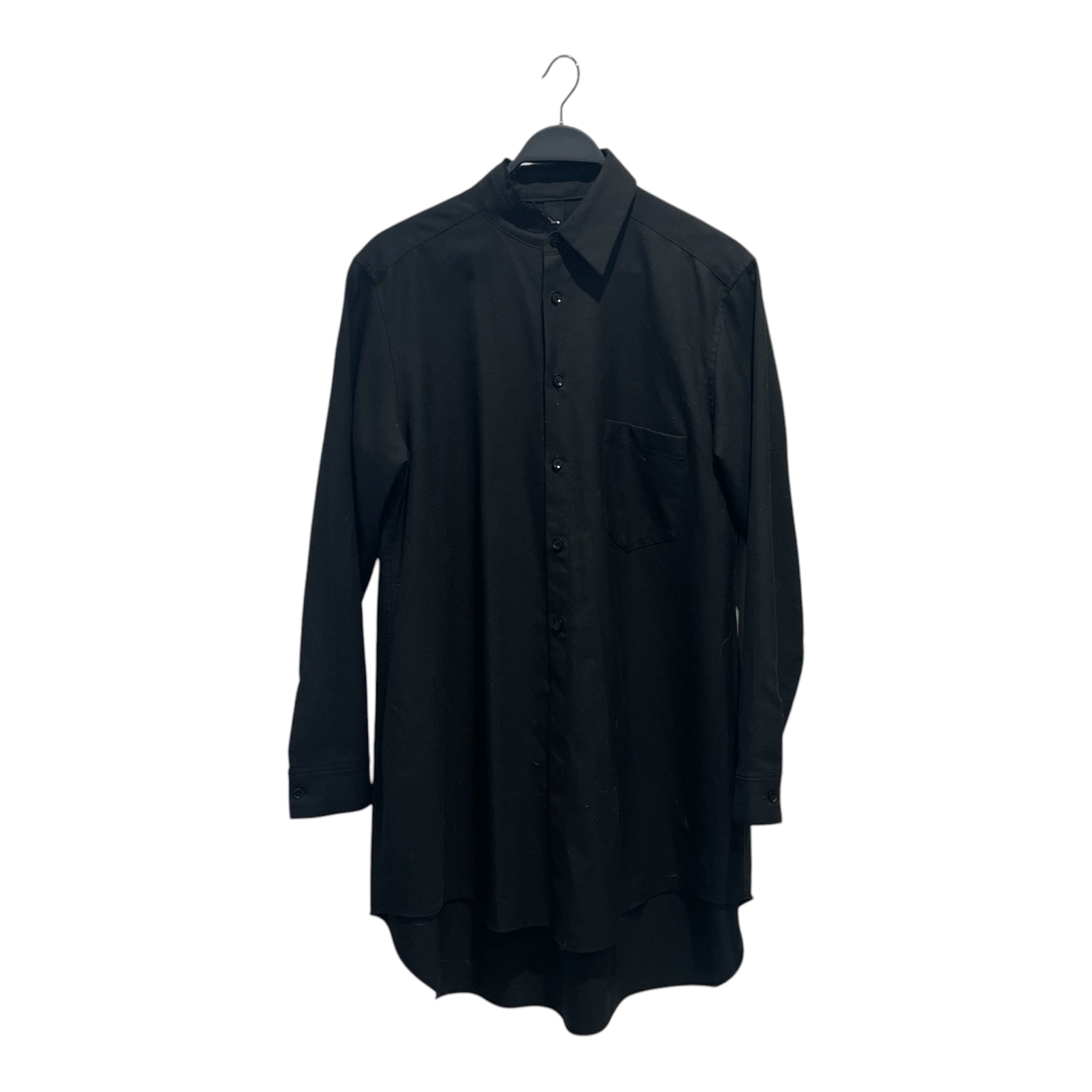 Ground Y/LS Shirt/3/Wool/BLK/SS21 Distressed Collar Long view 1