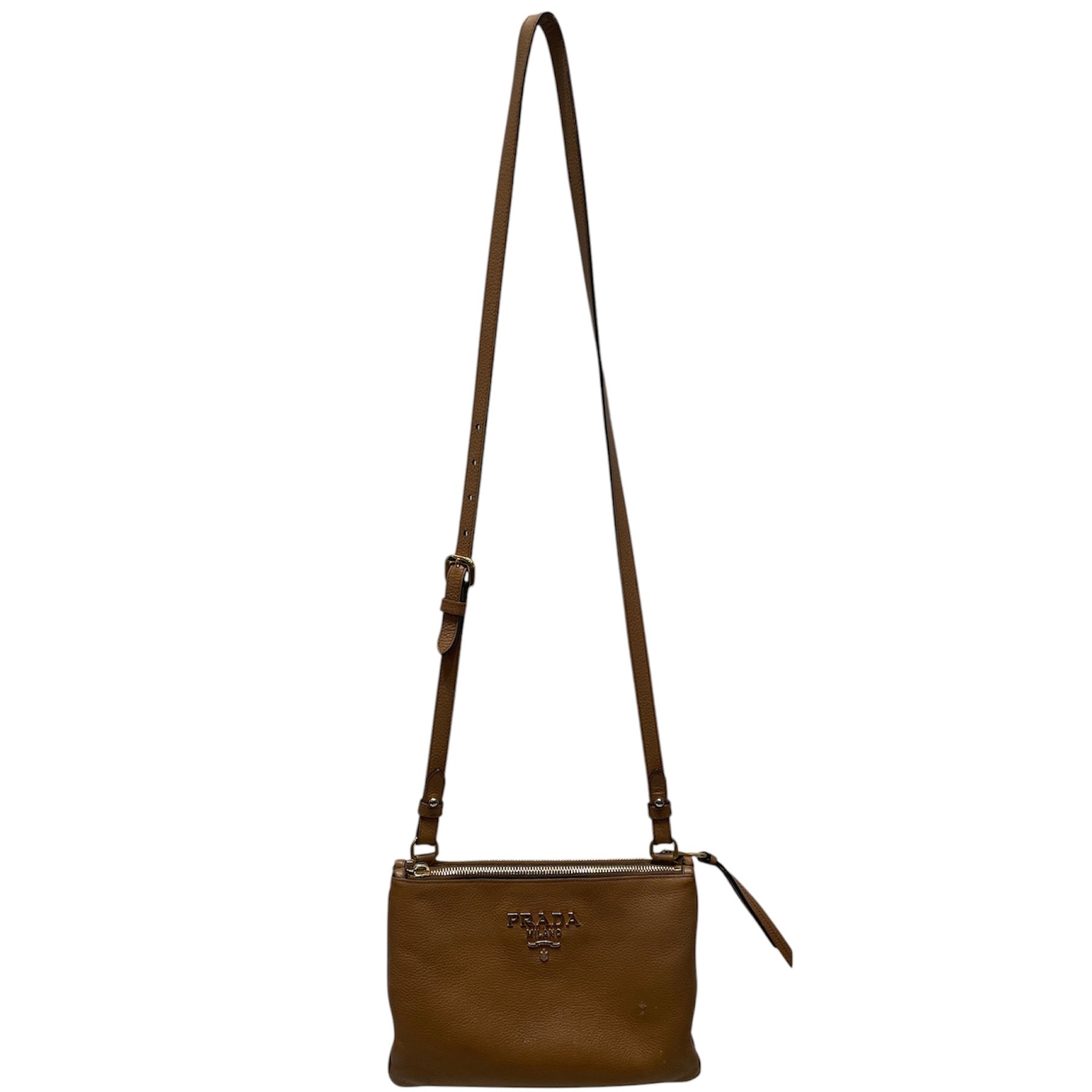 PRADA/Cross Body Bag/Leather/BRW/VITELLO DAINO view 1