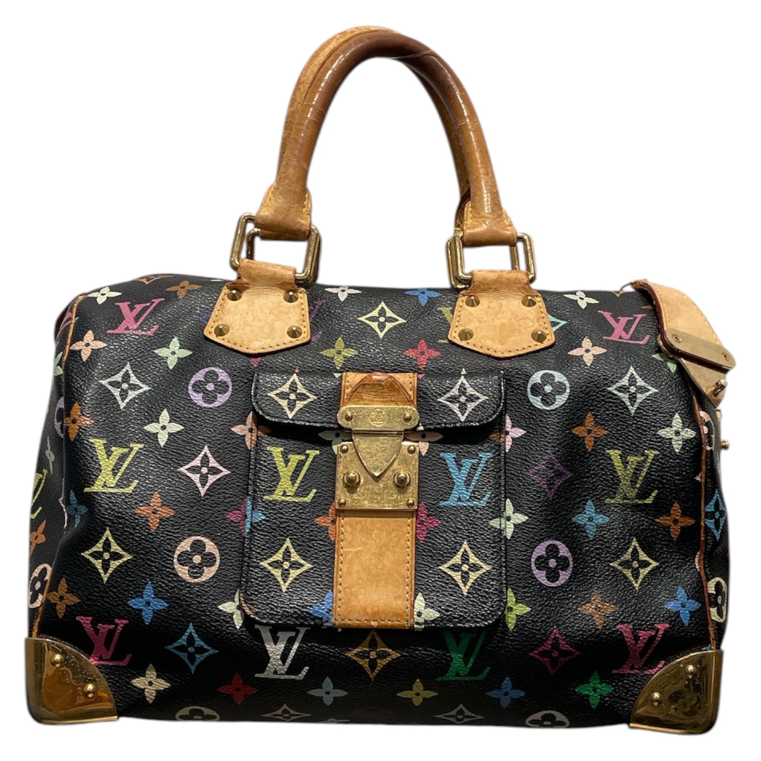 LOUIS VUITTON/Hand Bag/Monogram/Leather/BLK/TAKASHI MURAKAMI BLACK view 1