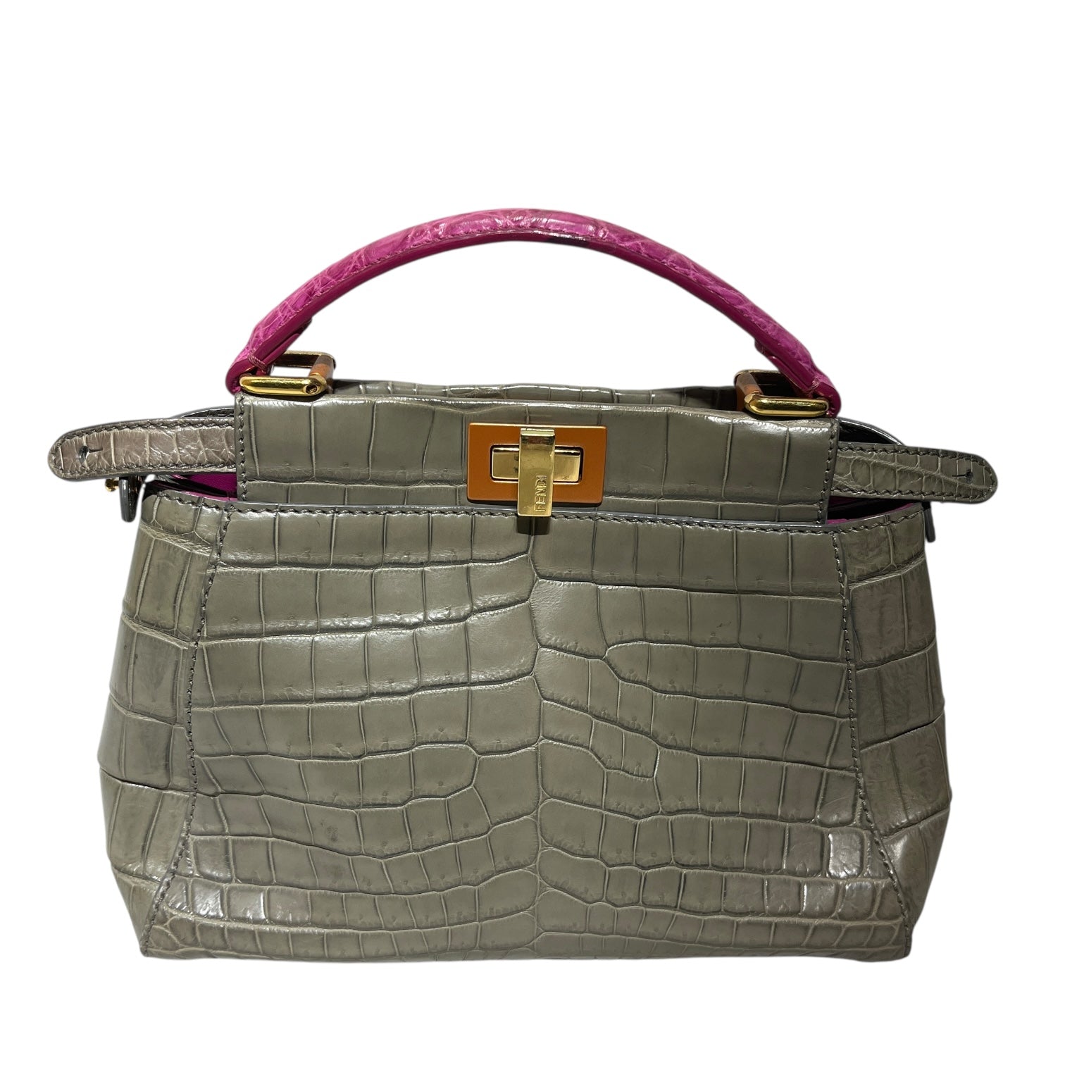 FENDI/Cross Body Bag/Animal Pattern/Leather/GRY/PEEKABOO CROCODILE view 3
