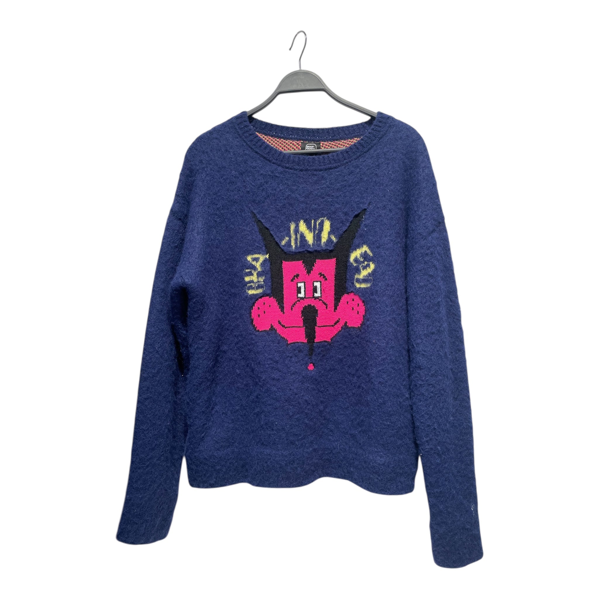 Brain Dead/Heavy Sweater/M/Graphic/Wool/BLU/pink guy graphic view 1