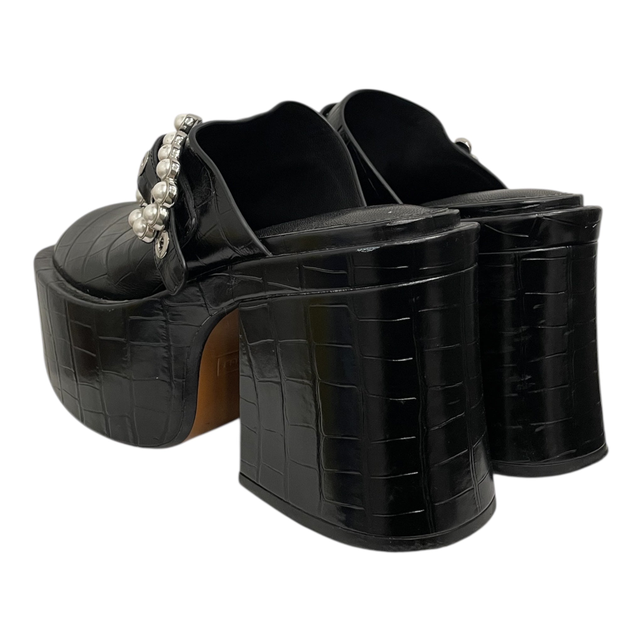 MARC JACOBS/Shoes/EU 39/Animal Pattern/Leather/BLK/CROC PRINT HEELED CLOGS PEARLS view 2