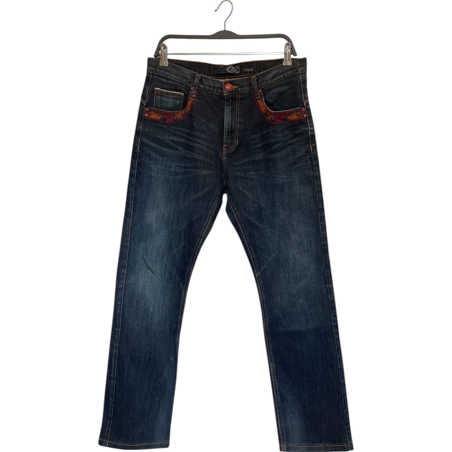 EVISU/Skinny Pants/32/Cotton/NVY/dragon embroidery view 1