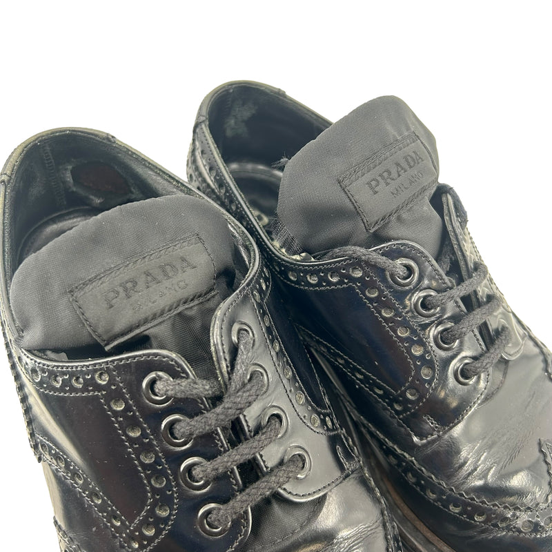 PRADA/Dress Shoes/7.5/Black/Leather/