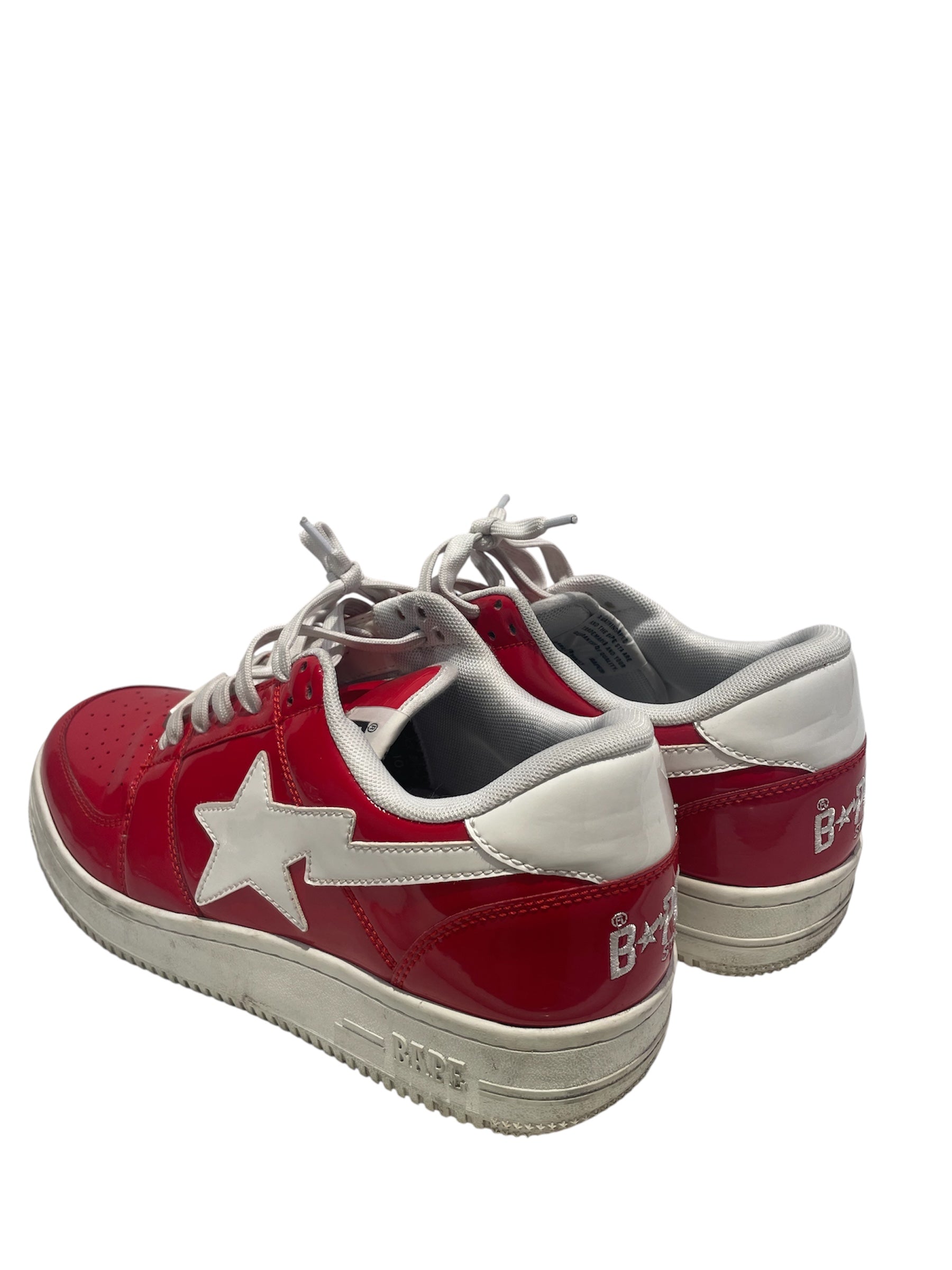 BAPE STA!/Low-Sneakers/US 10.5/Cotton/RED/red glossy bape air force view 2