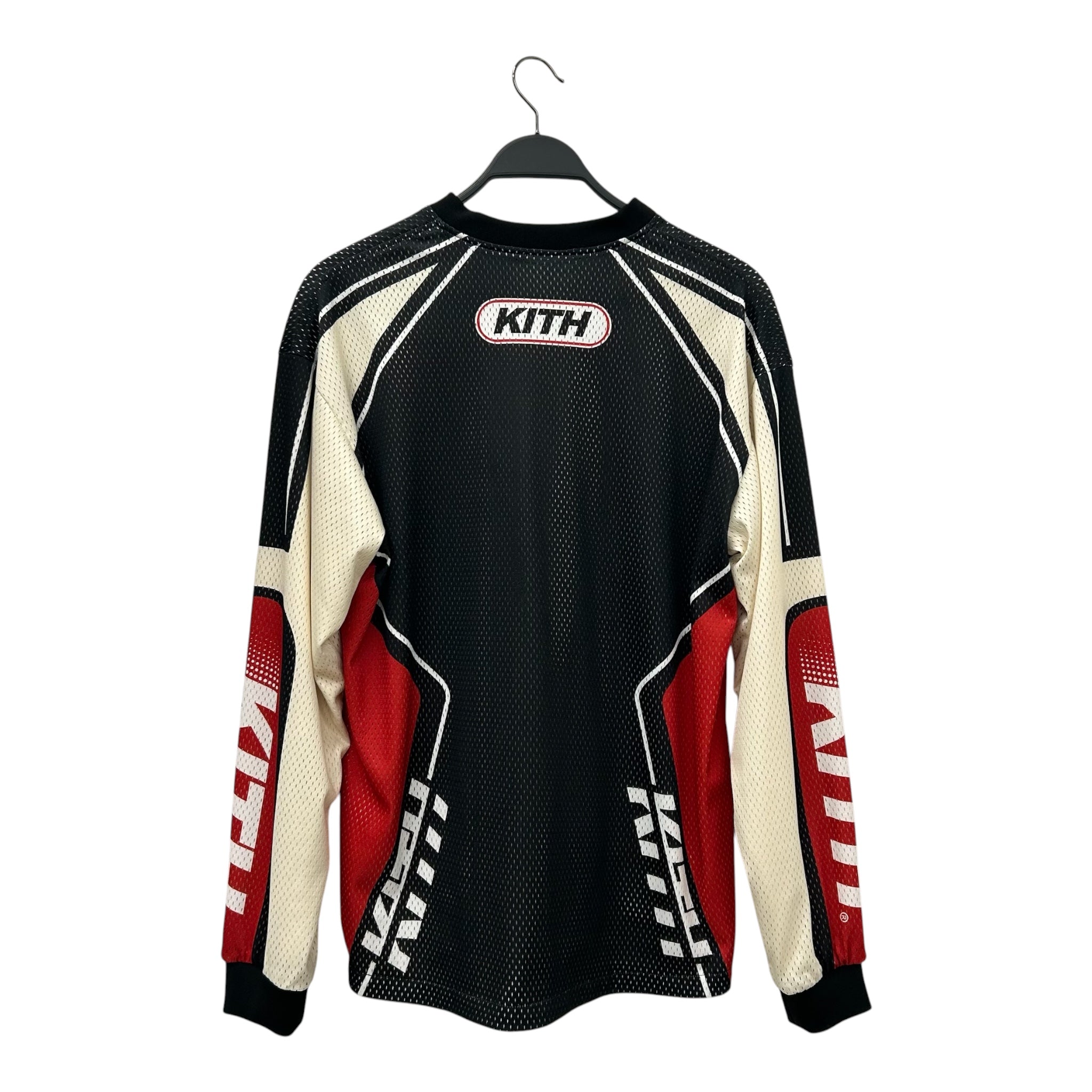 KITH/LS T-Shirt/M/Nylon/BLK/Hockey Jersey Red/Cream view 2