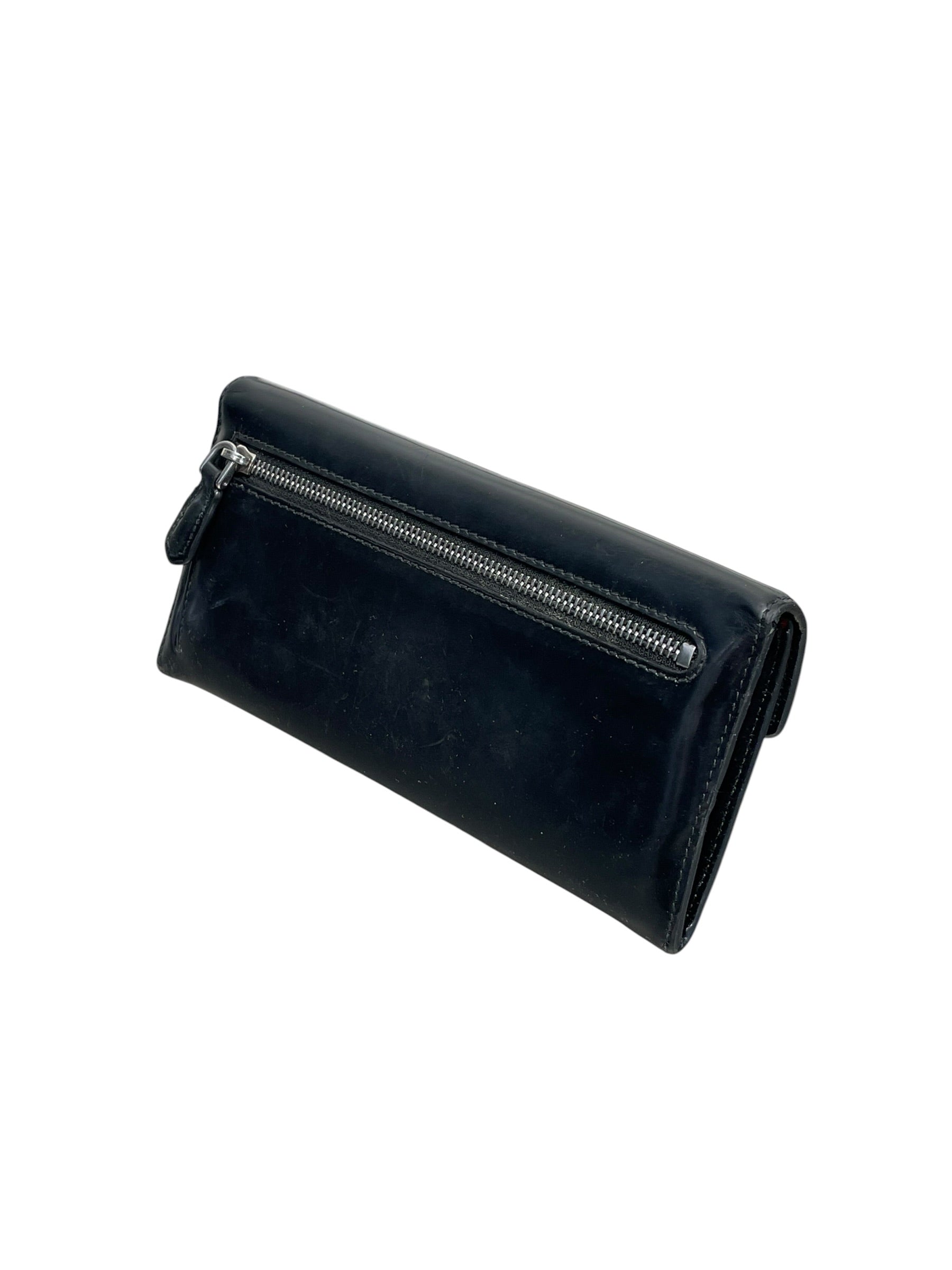 PRADA/Bifold Wallet/Leather/BLK/L's/PRADA Spazzolato Silver Tone view 2