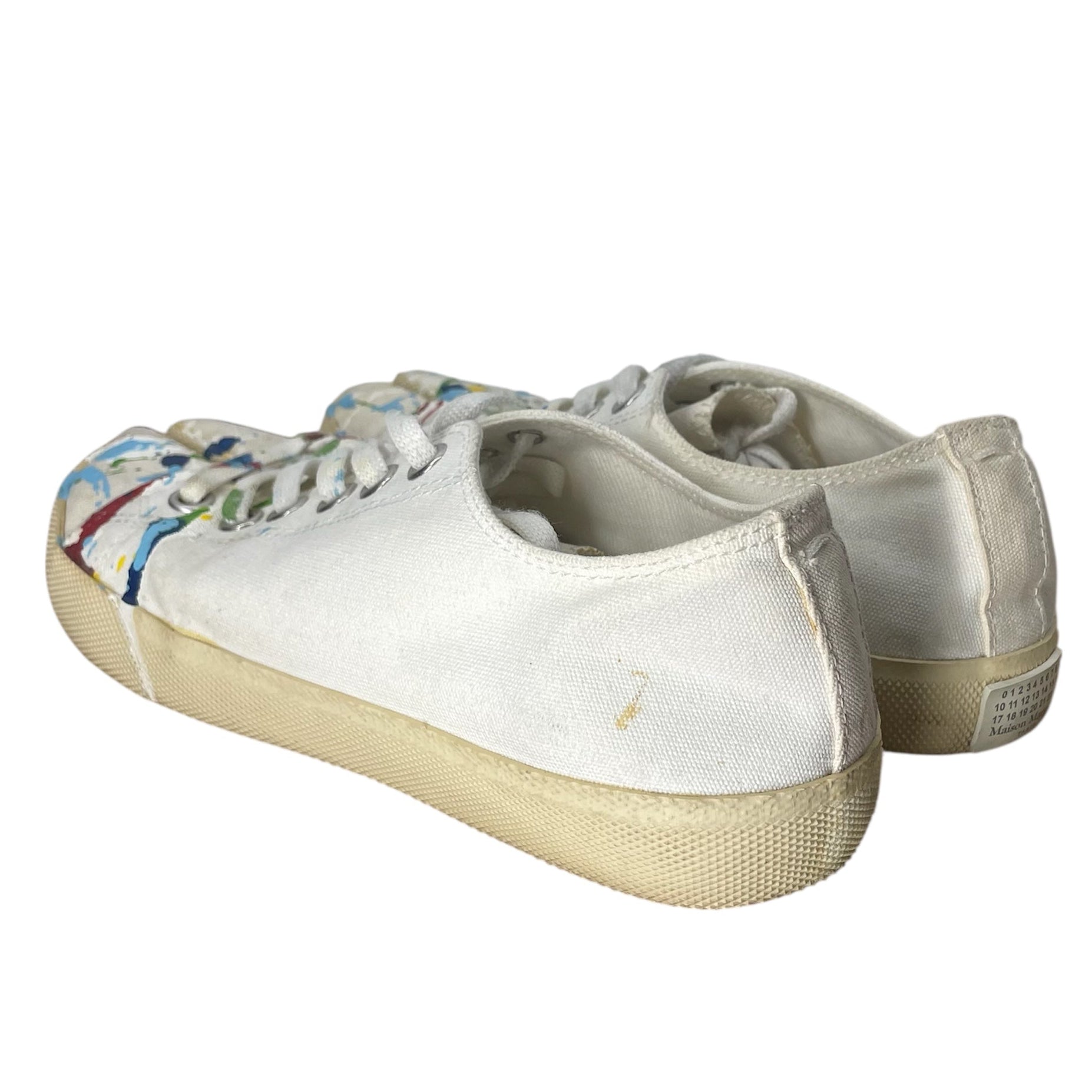 Maison Margiela/Low-Sneakers/EU 36/Cotton/WHT/DONNA TABI PAINT SPLATTER view 2