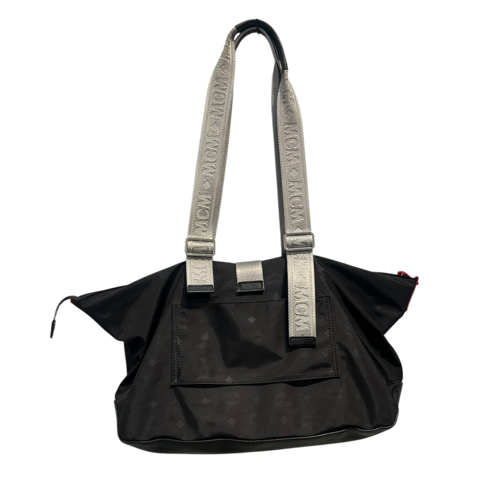 MCM/Tote Bag/Monogram/Nylon/BLK/ylw tag on buckle/ gry handles view 2