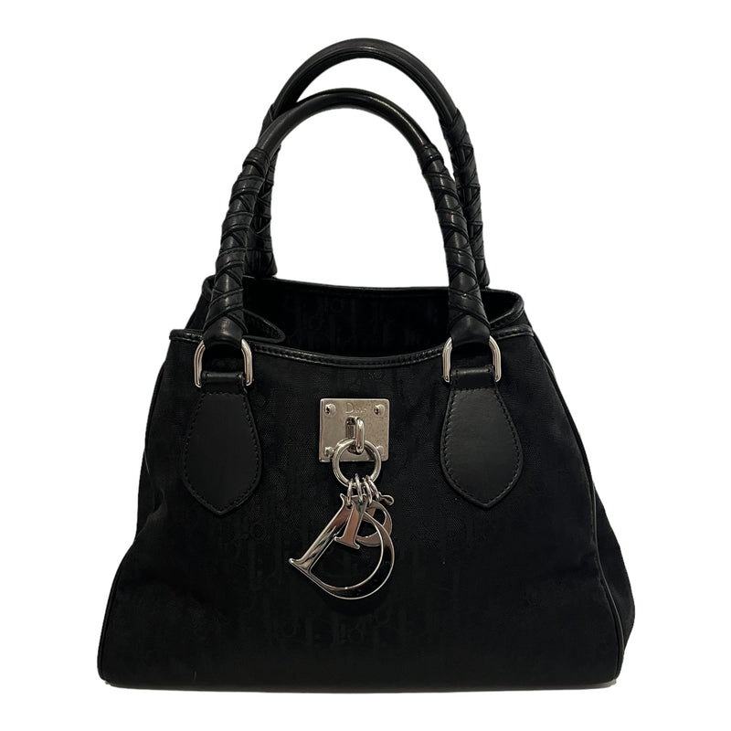 Christian Dior/Hand Bag/Monogram/Leather/BLK/LOVELY BLACK CANVAS TOTE