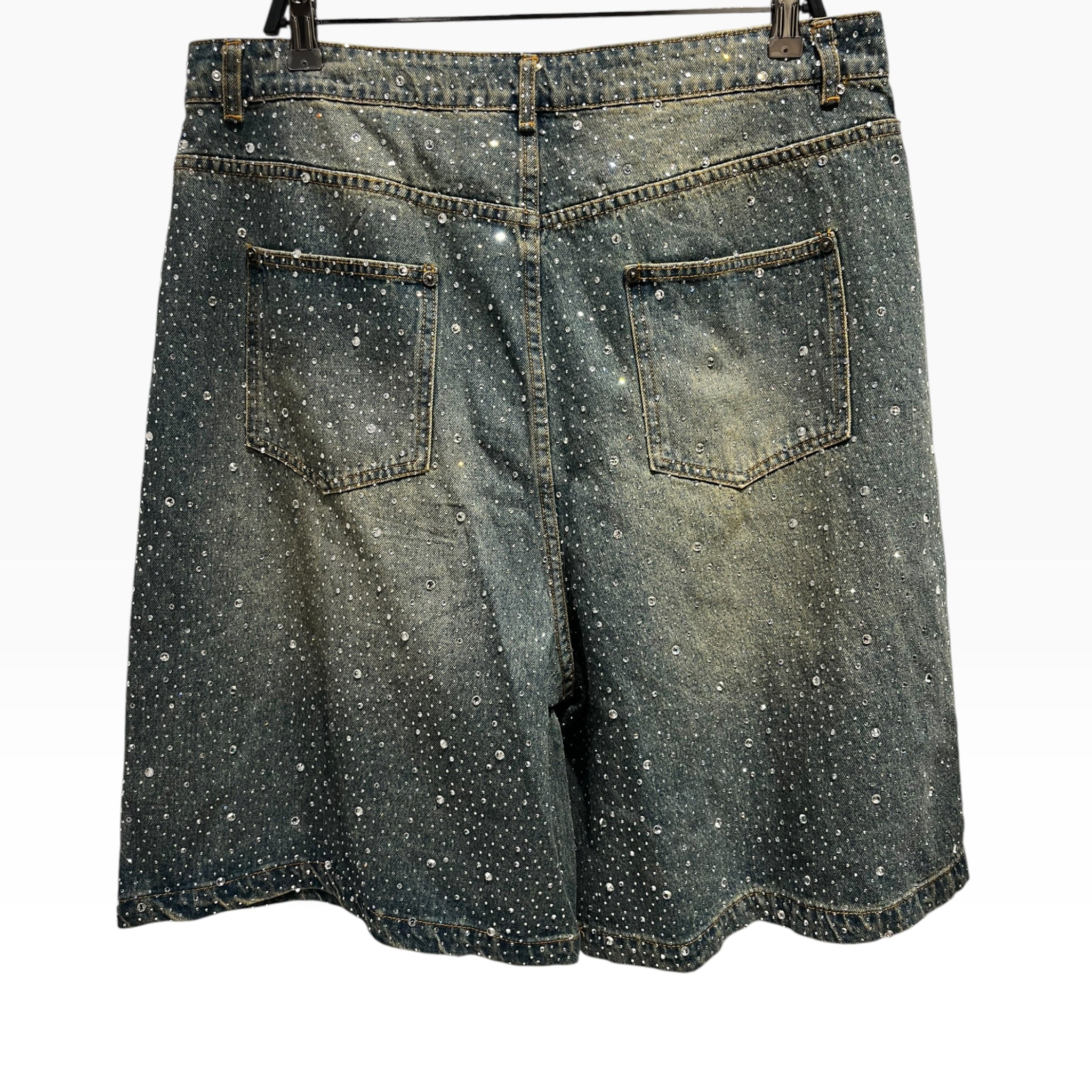 Vale/Shorts/34/Cotton/BLU/Glitter/RHINESTONES ALL OVER view 2
