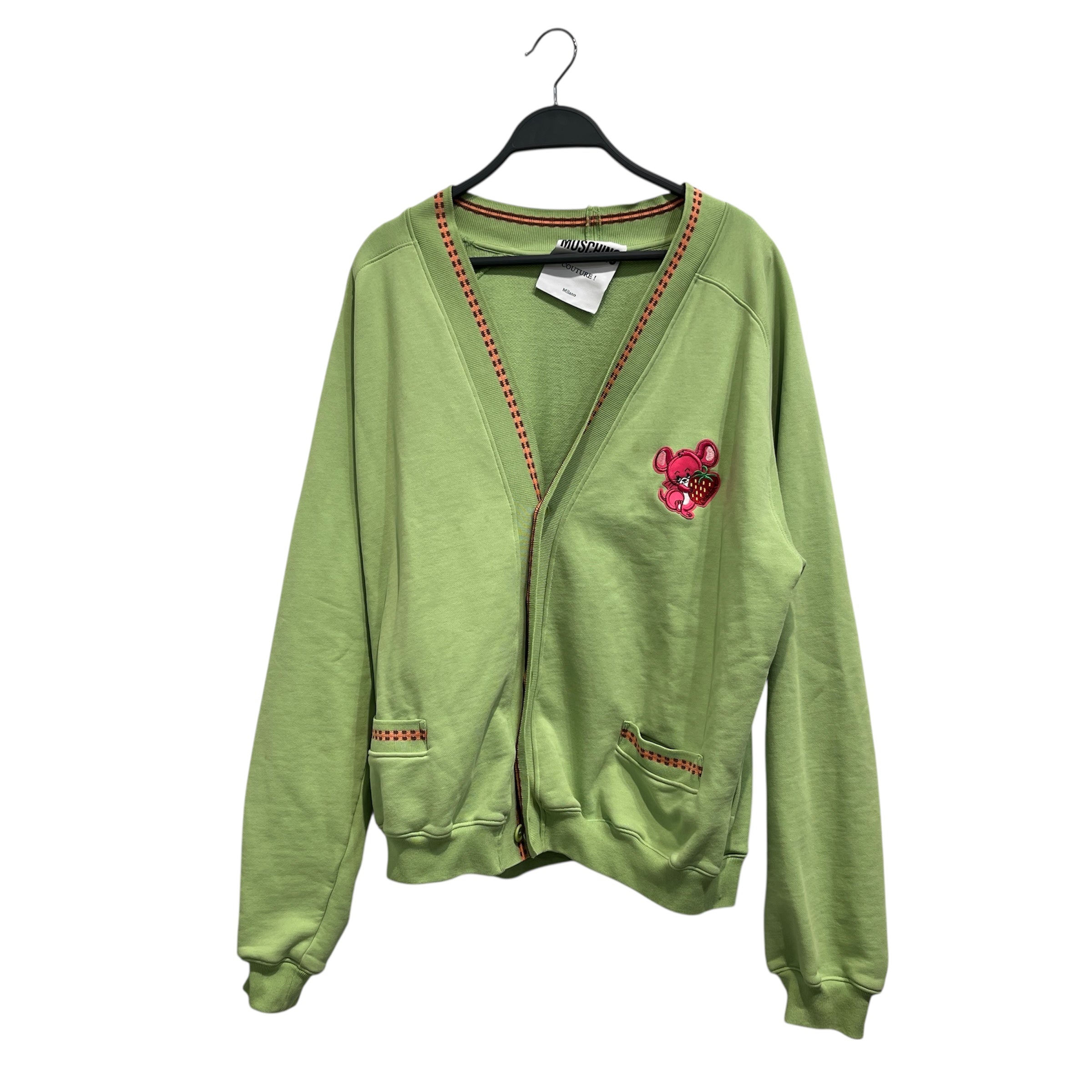 MOSCHINO/Cardigan/40/Cotton/GRN/LIME GREEN MOUSE PATCH view 1