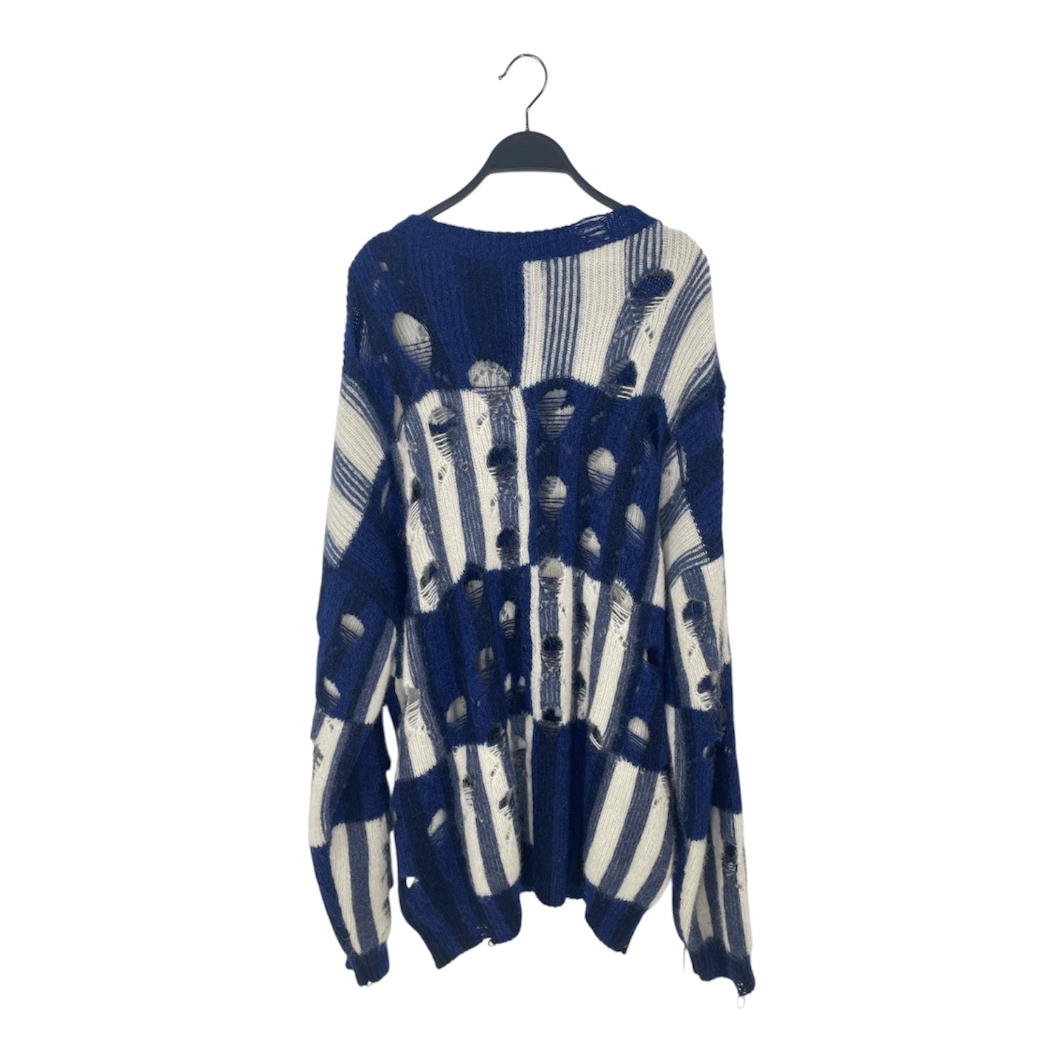 OFF-WHITE/Sweater/L/Cotton/BLU/DISTRESSED CHECKERED SWEATER view 2