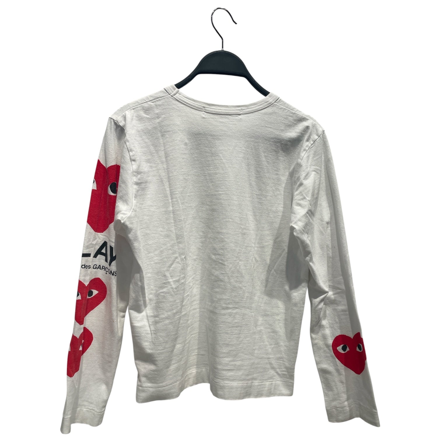 PLAY COMME des GARCONS/LS T-Shirt/S/Cotton/WHT/1 HEART LEFT SLEEVE 3 RIGHT view 2