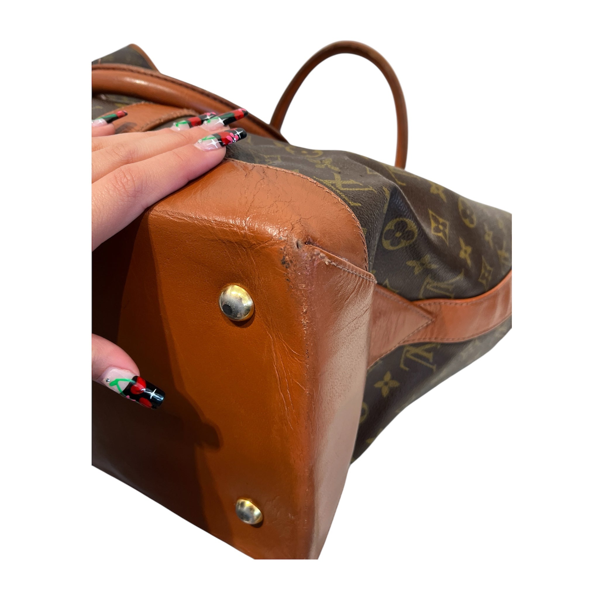 LOUIS VUITTON/Tote Bag/Monogram/Leather/BRW/Sac weekend PM/gold hardware view 11