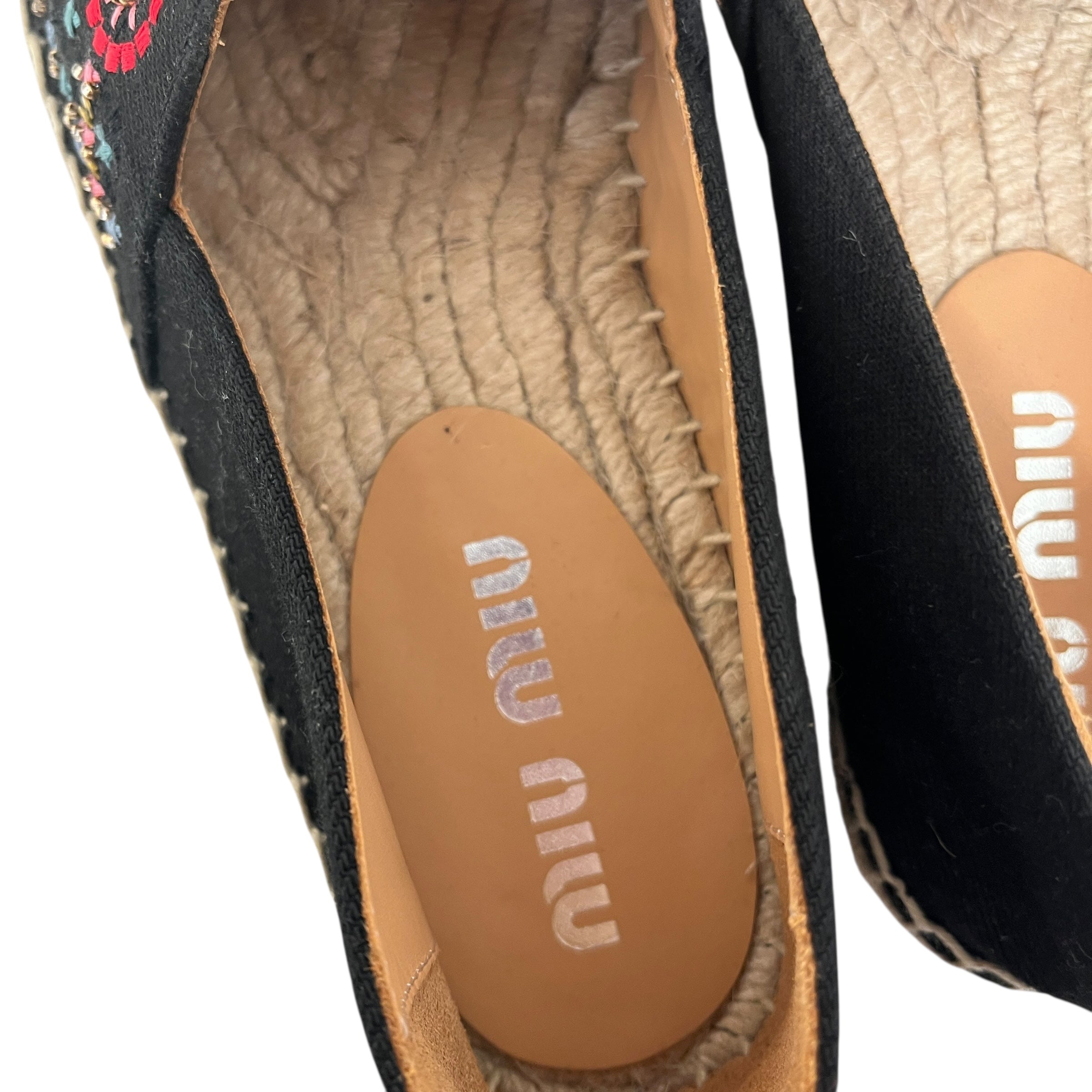 MIU MIU/Espadrilles/EU 35/Cotton/BLK/beaded toe view 3