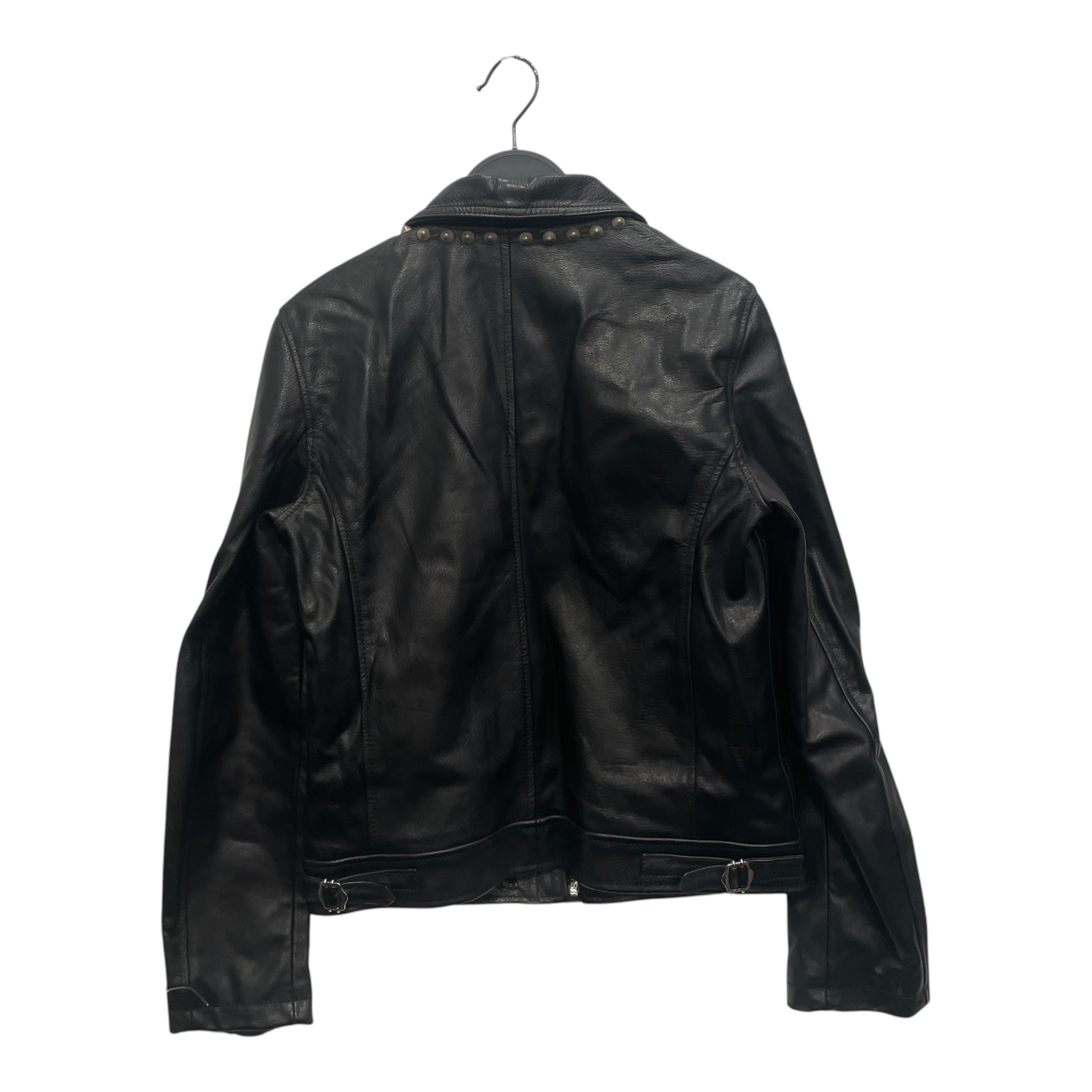 R13/Fleece Jkt/13/Leather/BLK/Double Breasted/STUDDED ALL OVER view 2