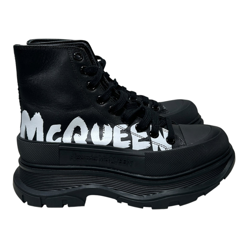 Alexander McQueen/Hi-Sneakers/EU 38/BLK/logo leather combat boot