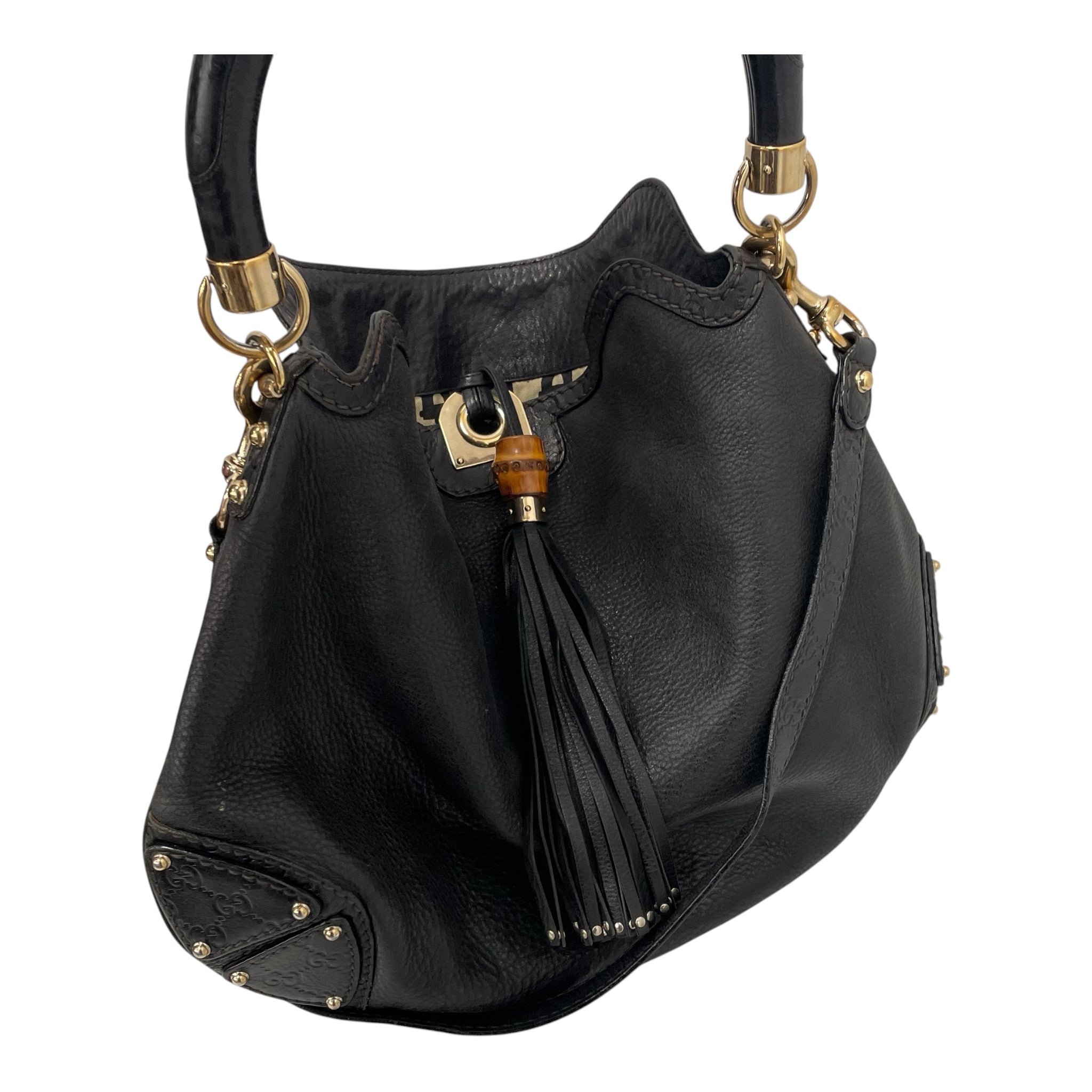 GUCCI/Hand Bag/Leather/BLK/Indy Leather view 4