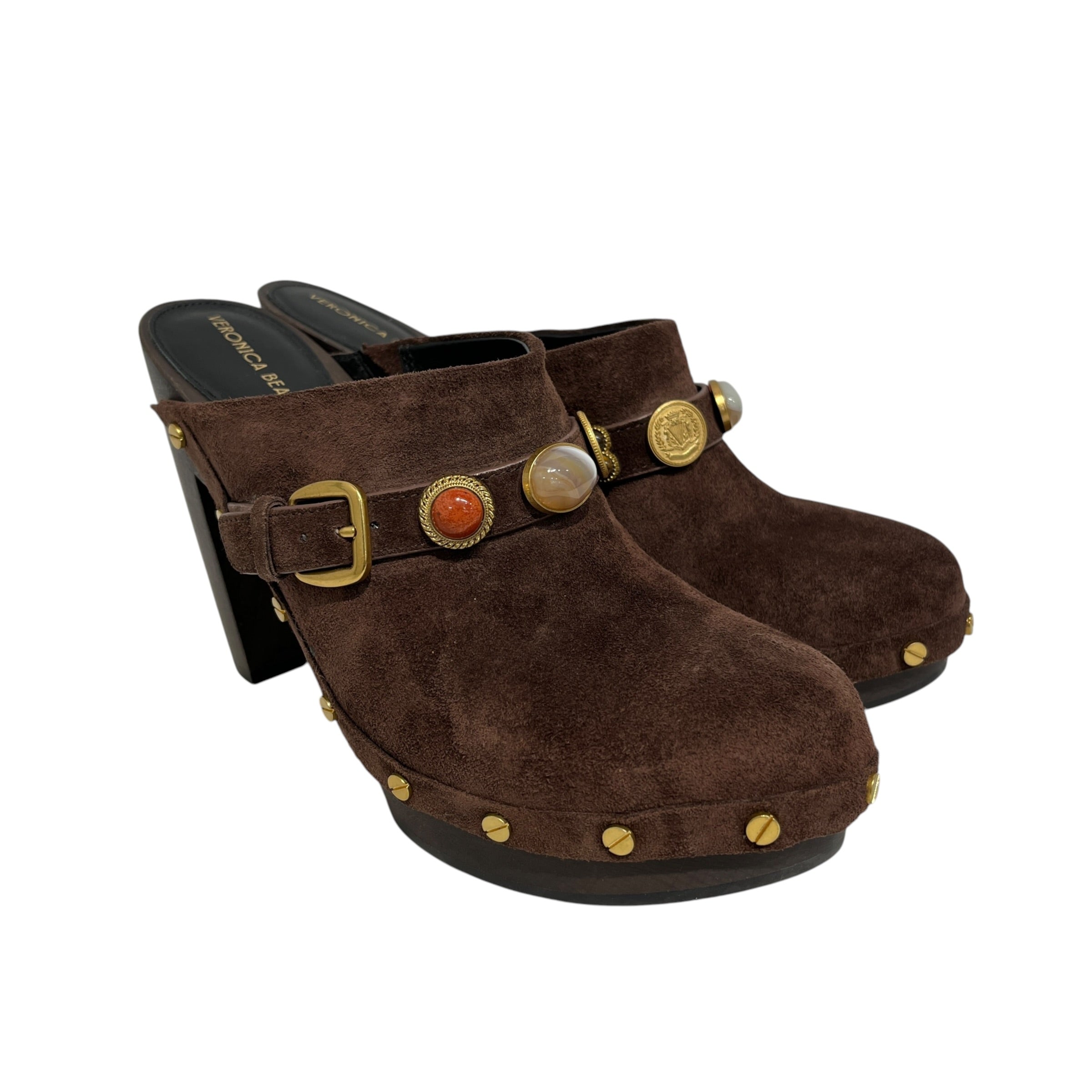 VERONICA BEARD/Heels/US 8.5/Suede/BRW/Gold Rivets Around bottoms view 1
