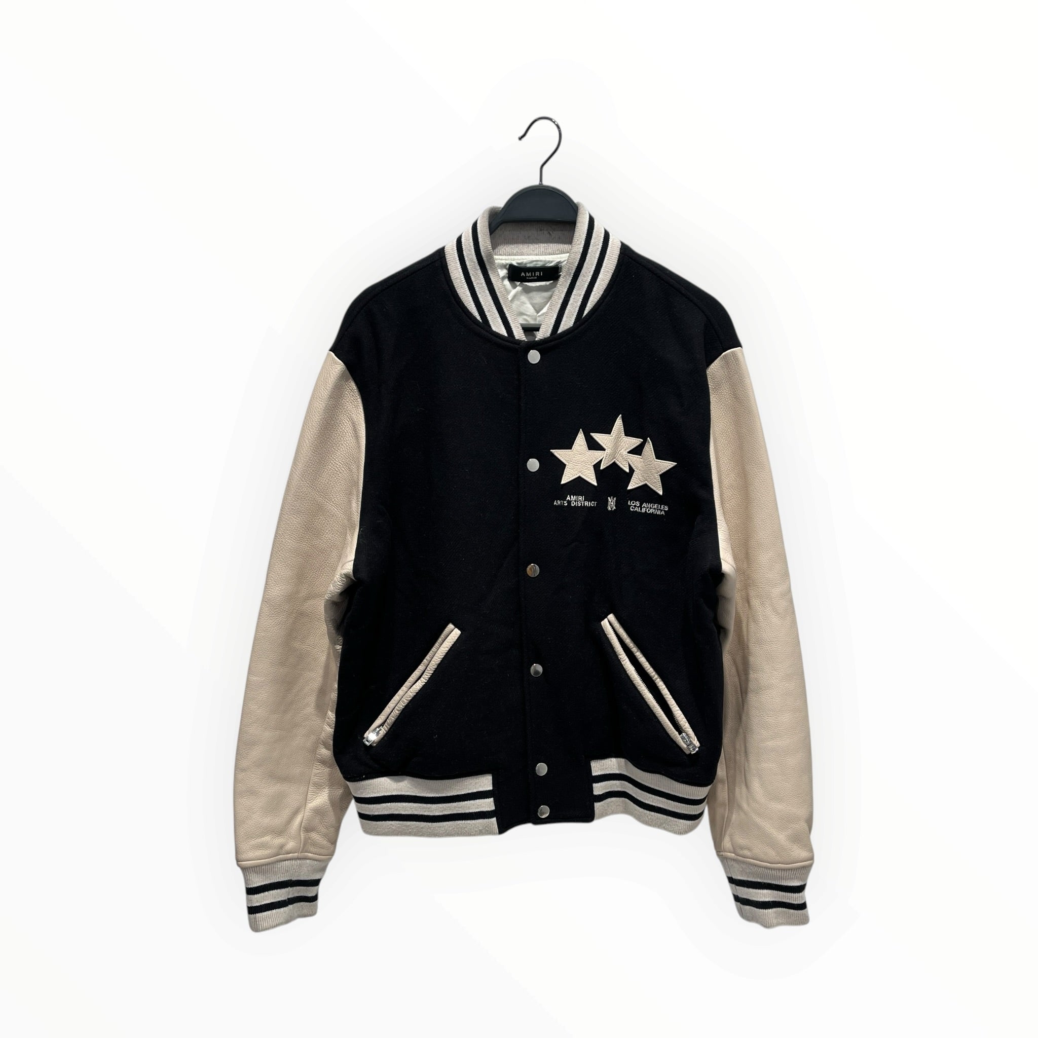 AMIRI/Leather Jkt/XL/Cotton/BLK/Stars Wool Varsity Jacket view 1