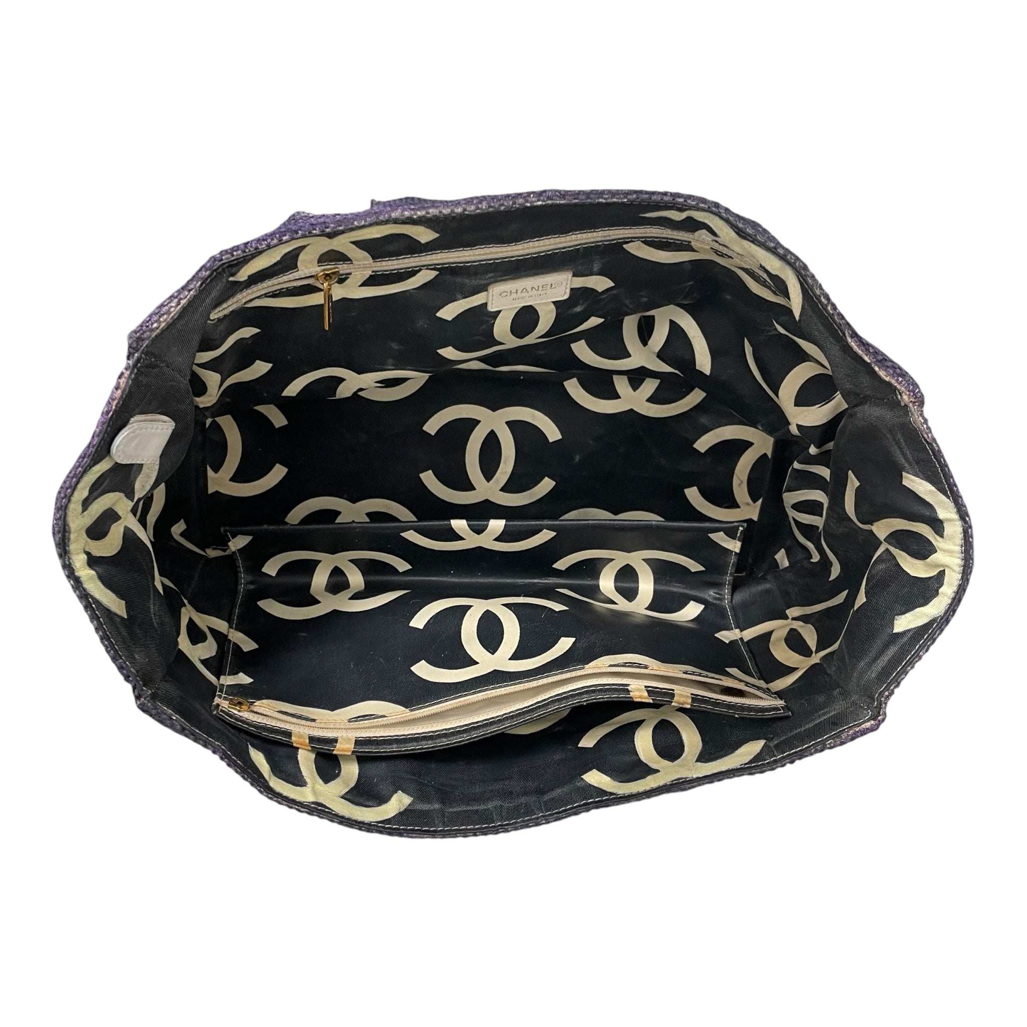 CHANEL/Tote Bag/PPL/STRAWWHITECHAIN view 3
