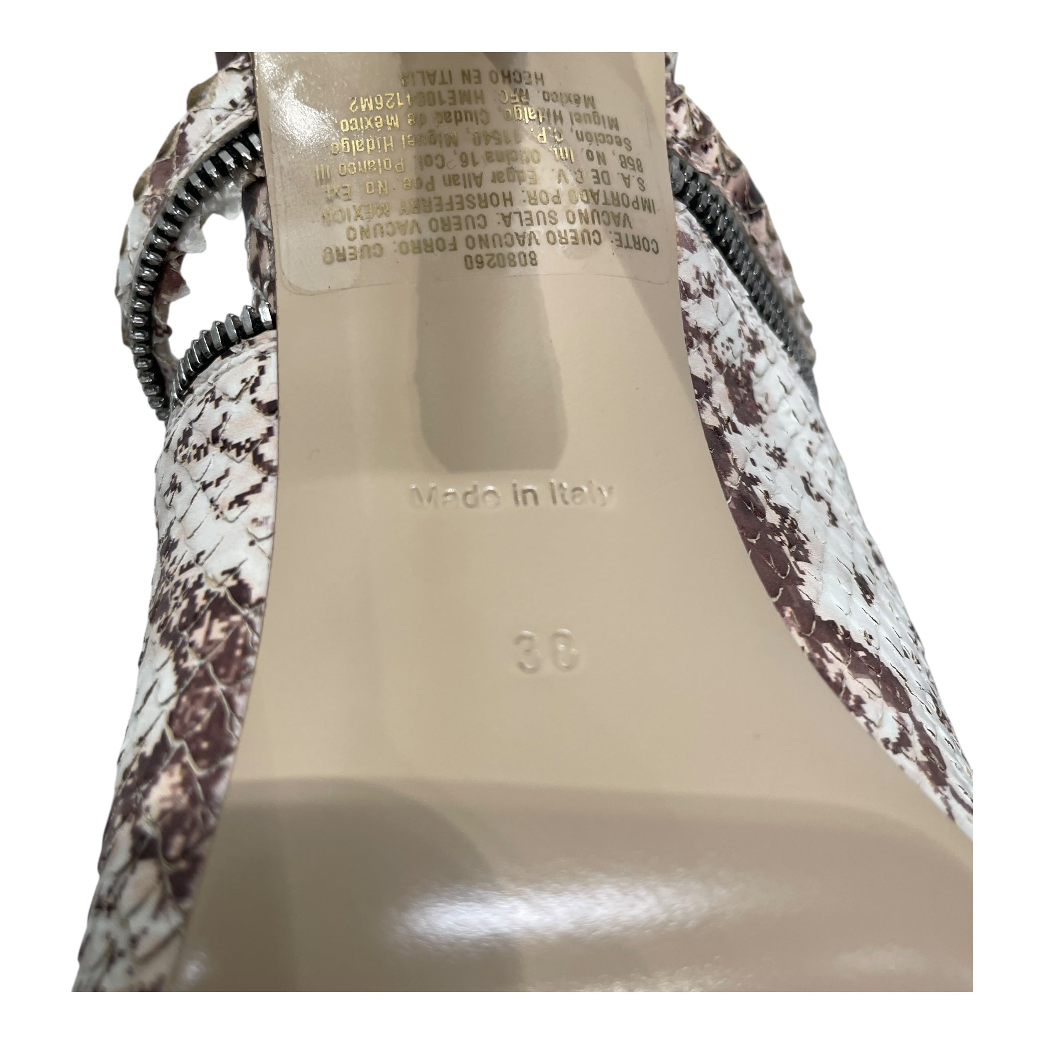 BURBERRY/Heels/EU 38/Animal Pattern/Leather/CRM/SNAKESKIN DOUBLE ZIP HEEL view 6