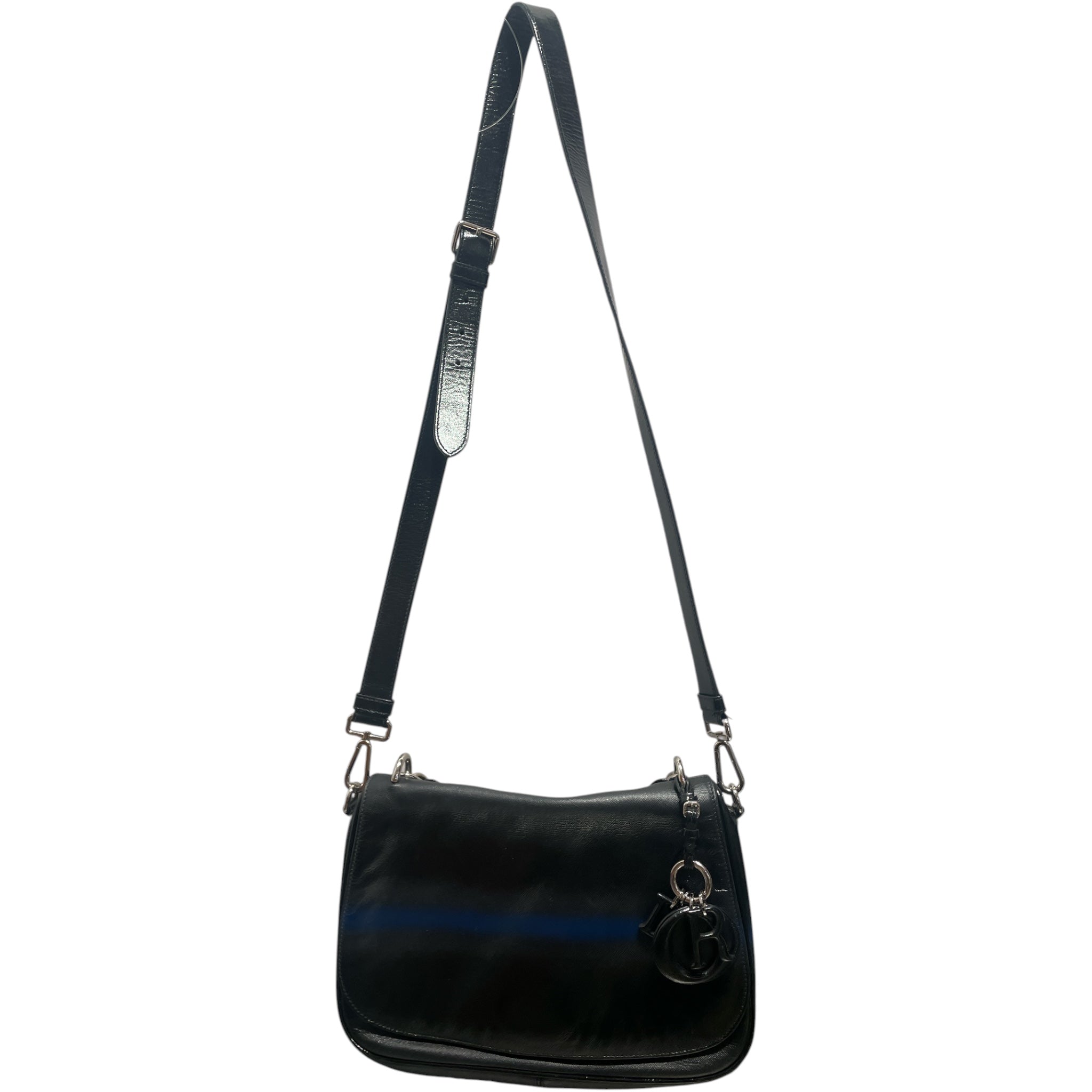 Christian Dior/Cross Body Bag/Leather/BLK/Patent Dune Flap Bag view 1