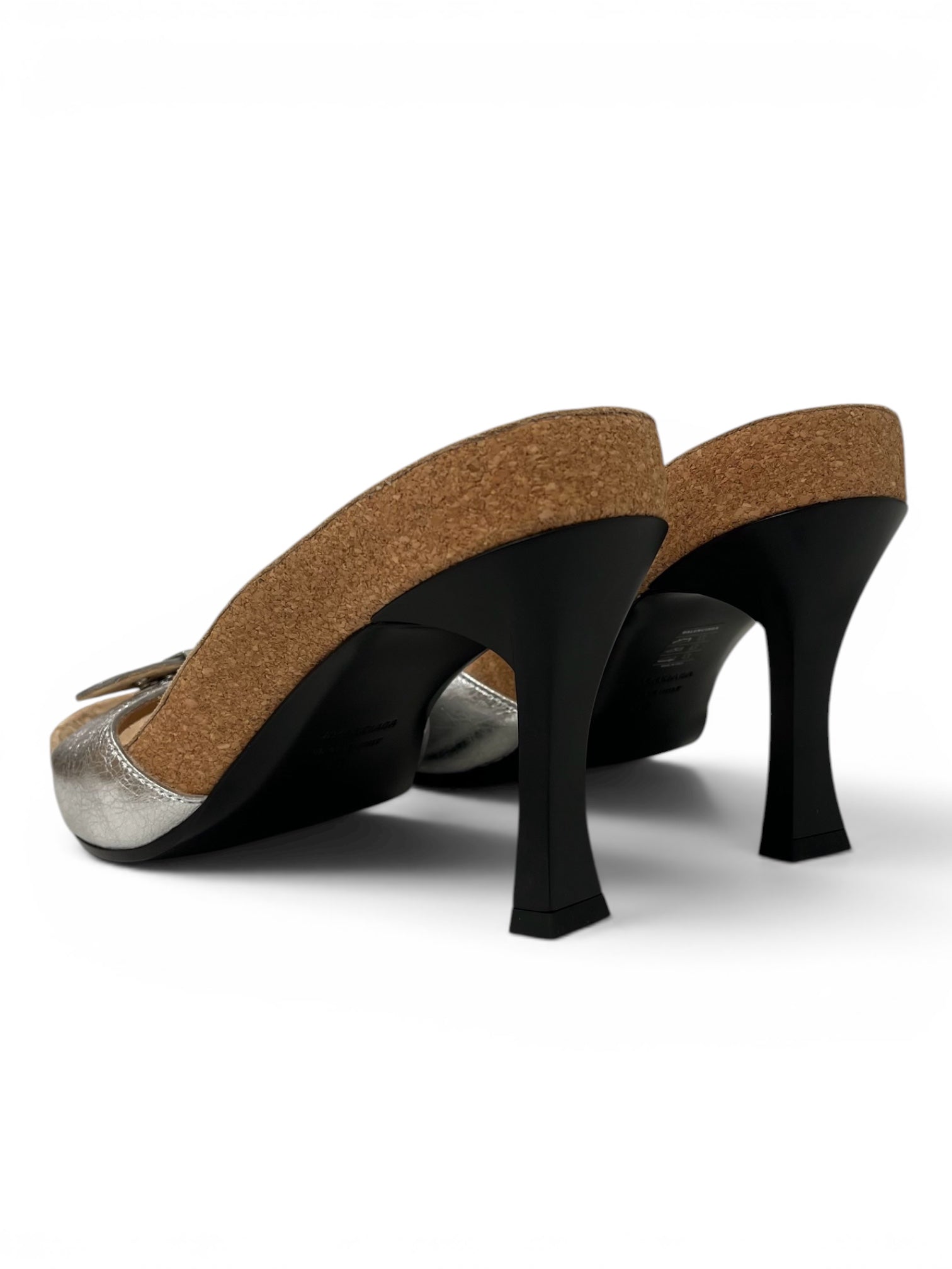 BALENCIAGA/Dr.Scholl/Heels/EU 40/Leather/SLV/Open-Toe/SUEDE SOLE/ BUCKLE view 2